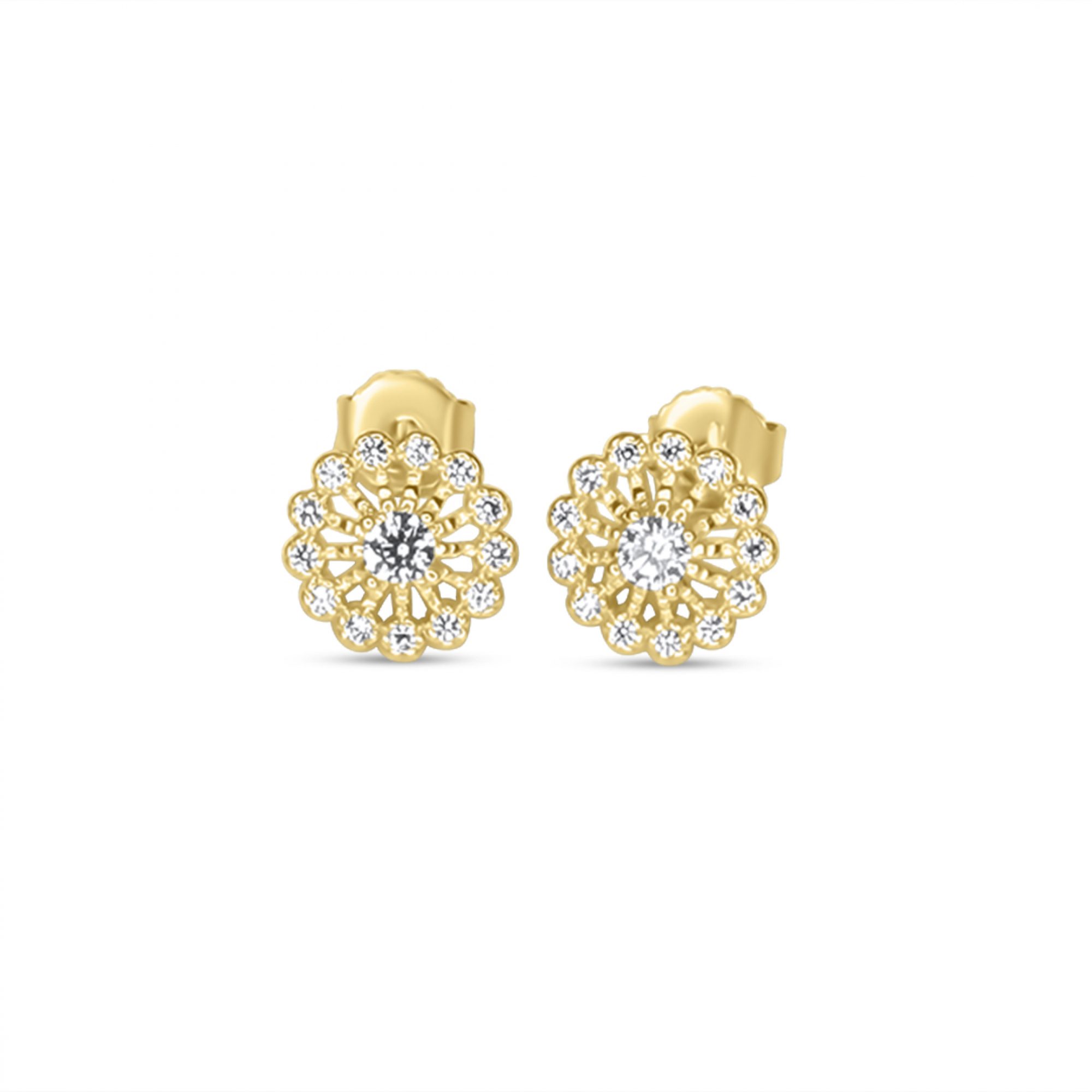 Gold plated stud earrings with zircon stones