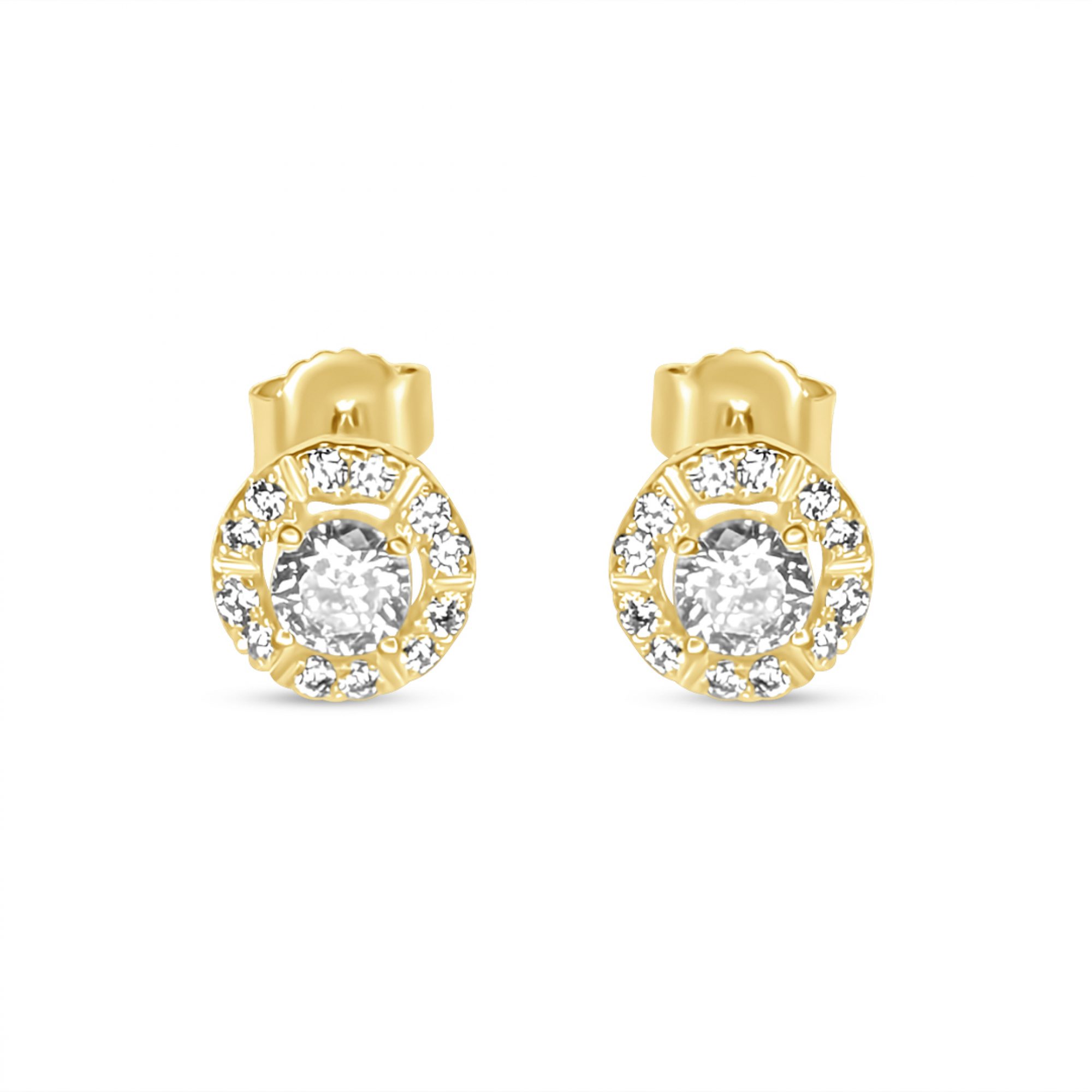 Σκουλαρίκια καρφωτά με πέτρες ζιργκόν επίχρυσα