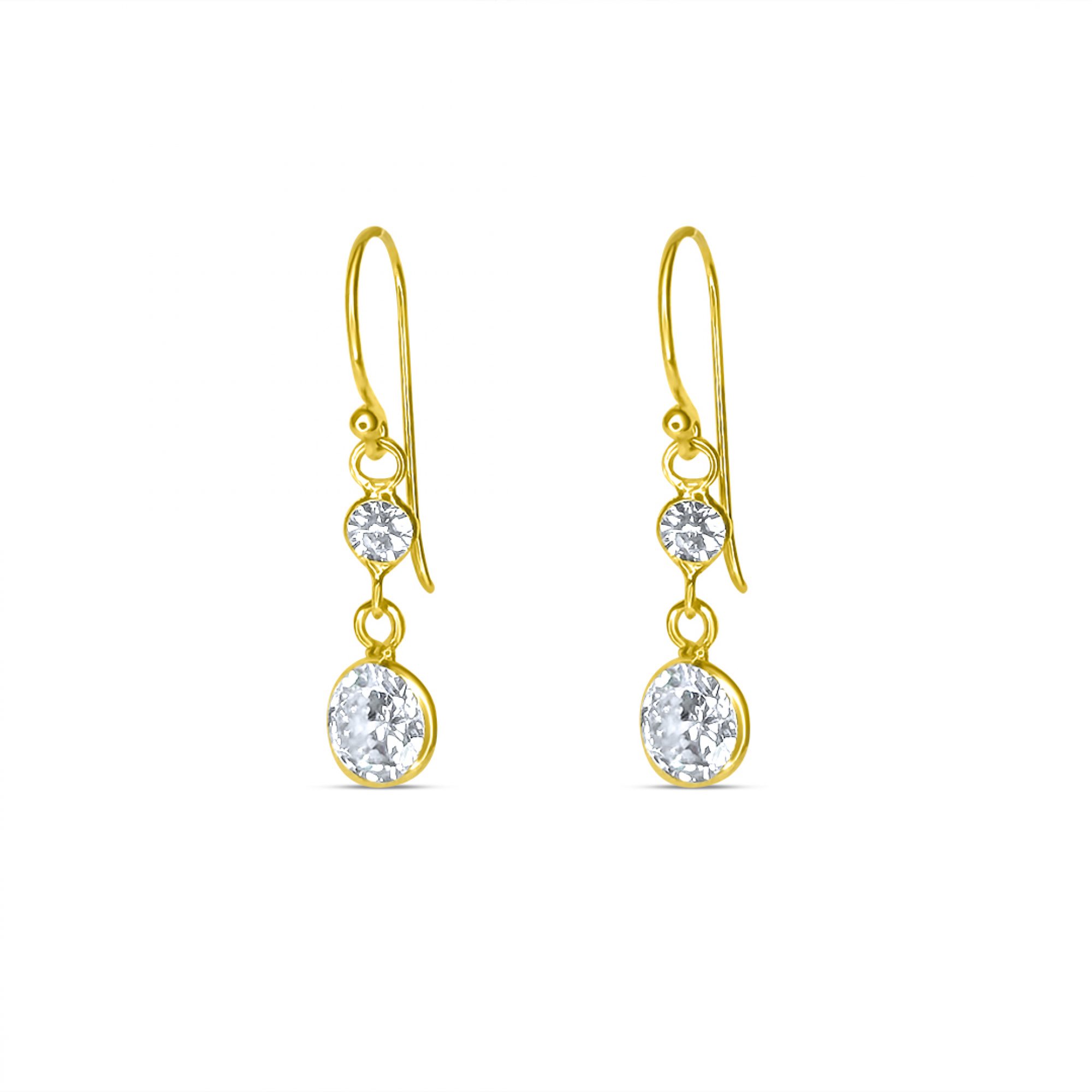 Επίχρυσα σκουλαρίκια κρεμαστά με πέτρες ζιργκόν