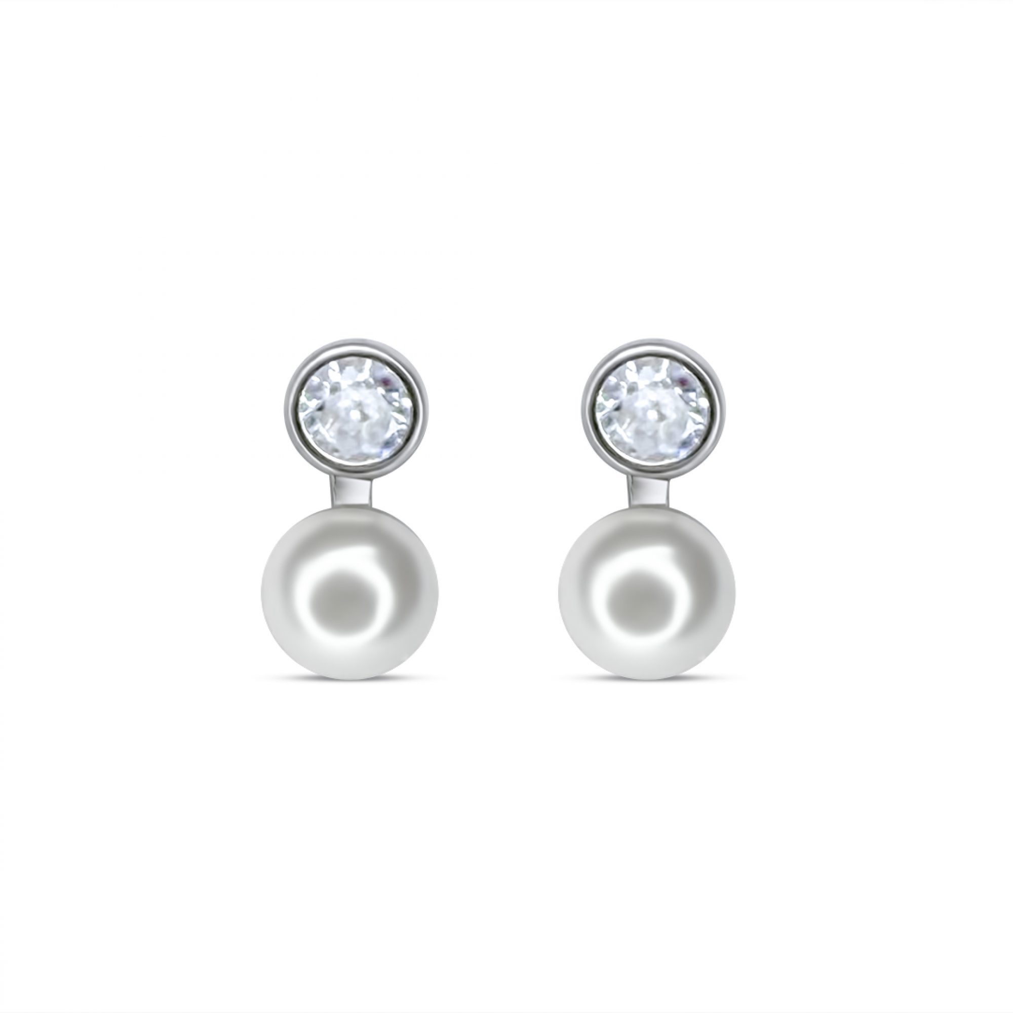 Σκουλαρίκια καρφωτά με μαργαριτάρι και πέτρα ζιργκόν