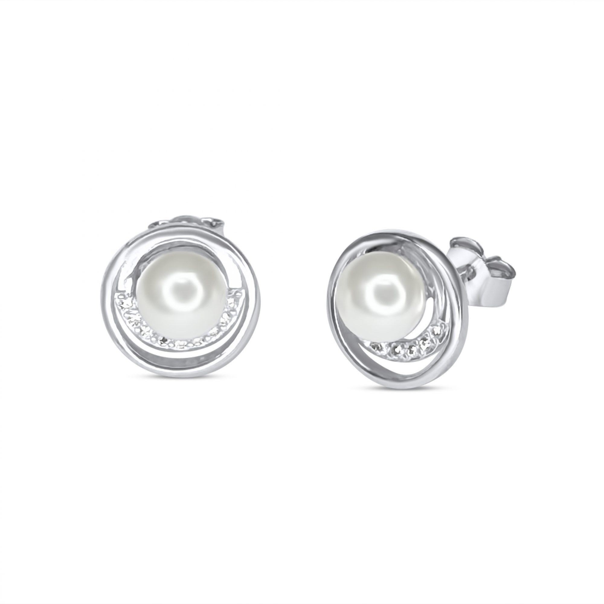 Σκουλαρίκια καρφωτά με μαργαριτάρι και πέτρες ζιργκόν