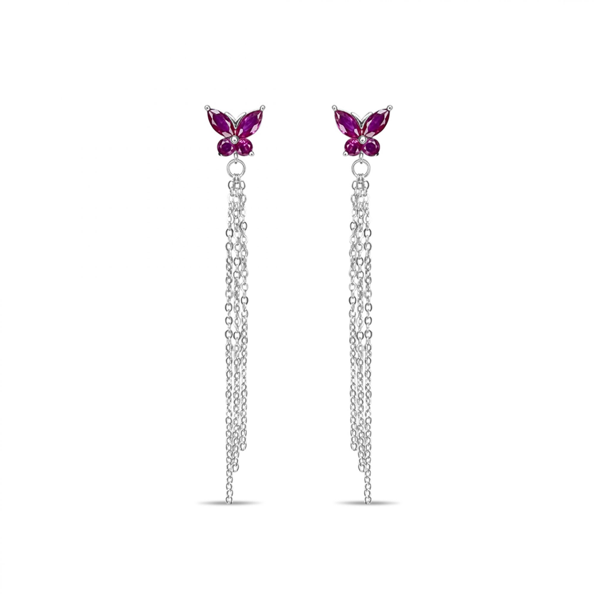 Ασημένια σκουλαρίκια με πέτρες ρουμπίνι