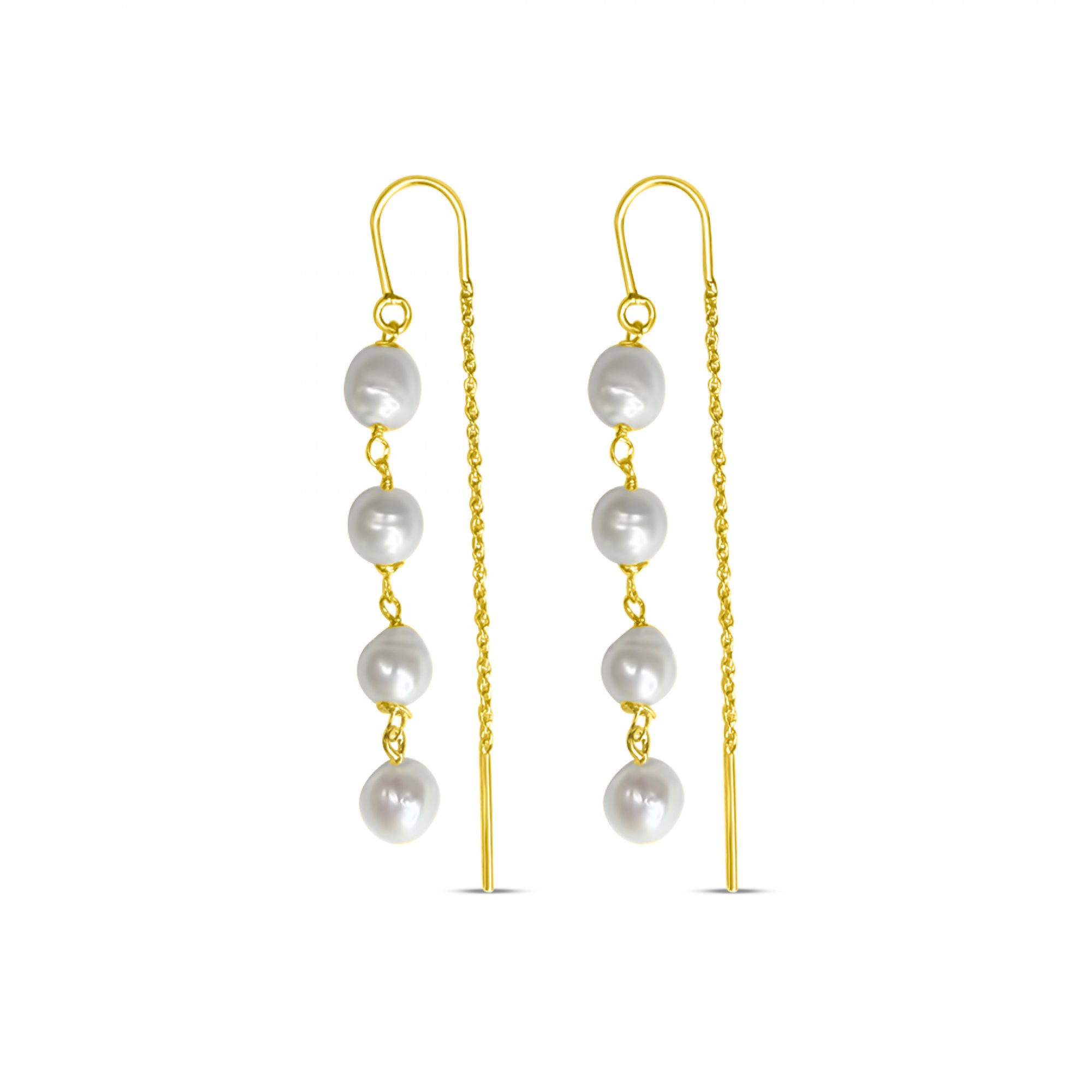 Επίχρυσα σκουλαρίκια κρεμαστά με μαργαριτάρια