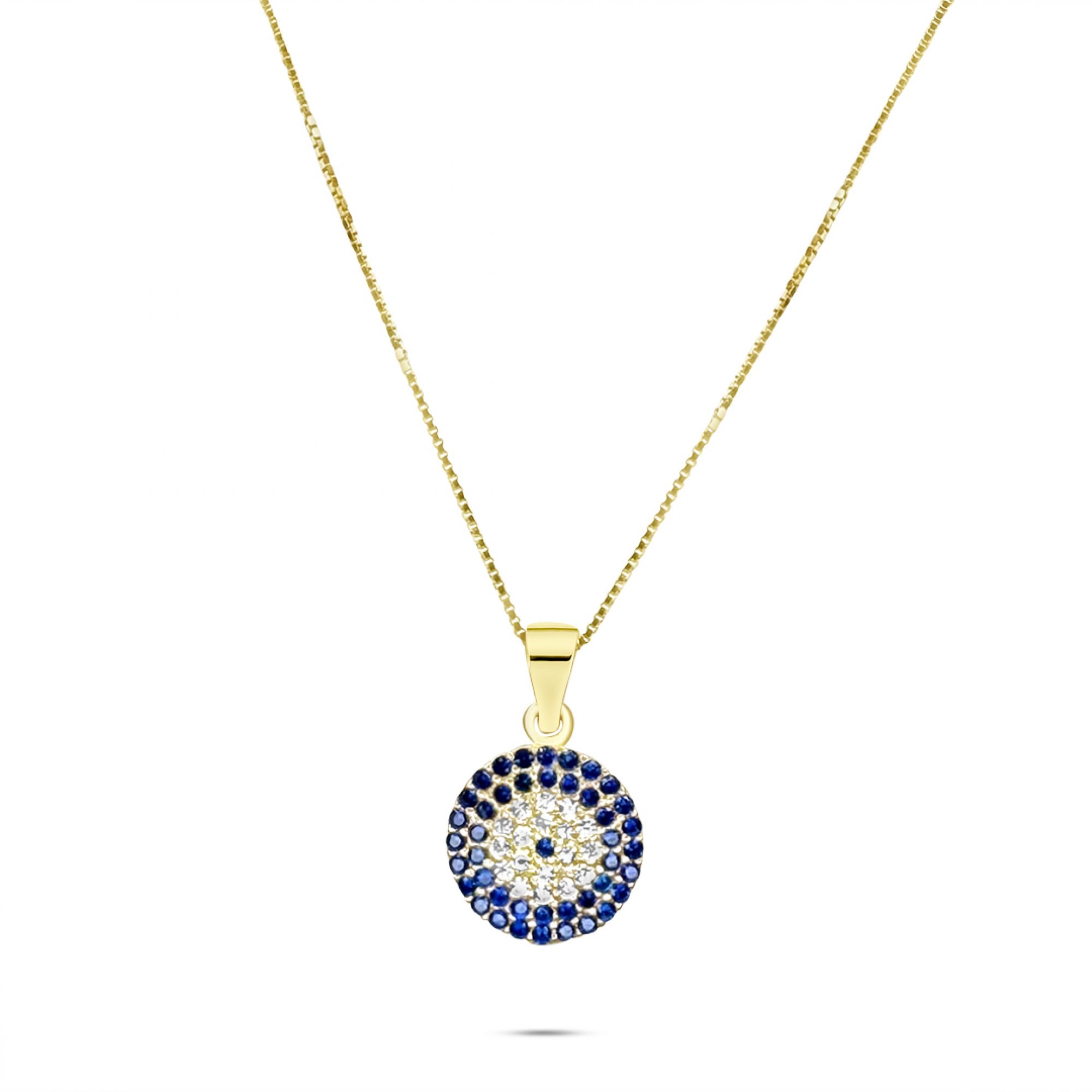 Κολιέ μάτι με πέτρες ζιργκόν επίχρυσο