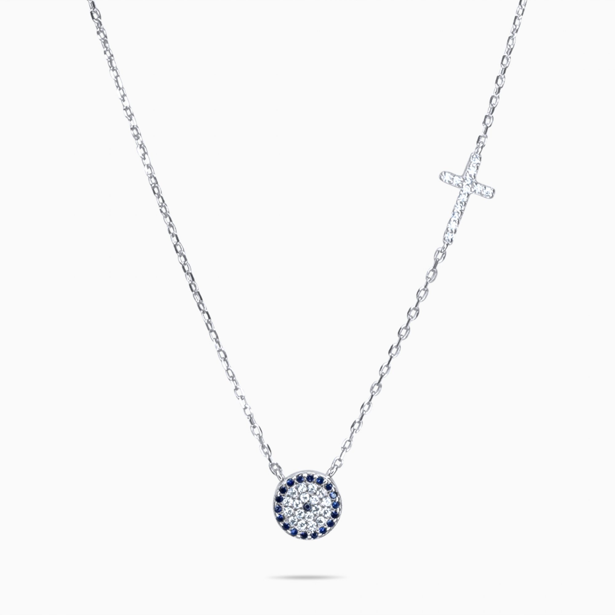 Κολιέ μάτι με πέτρες ζιργκόν