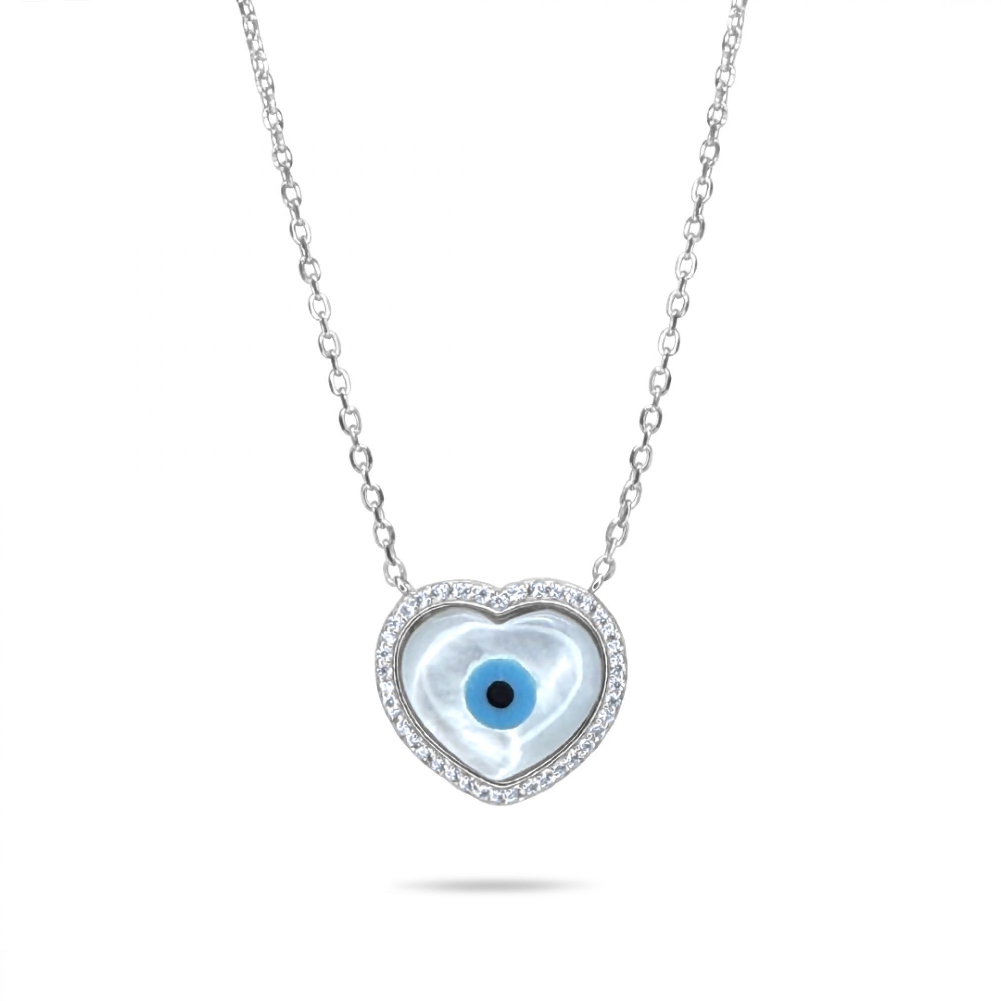 Eye necklace with mother of pearl and zircon stones