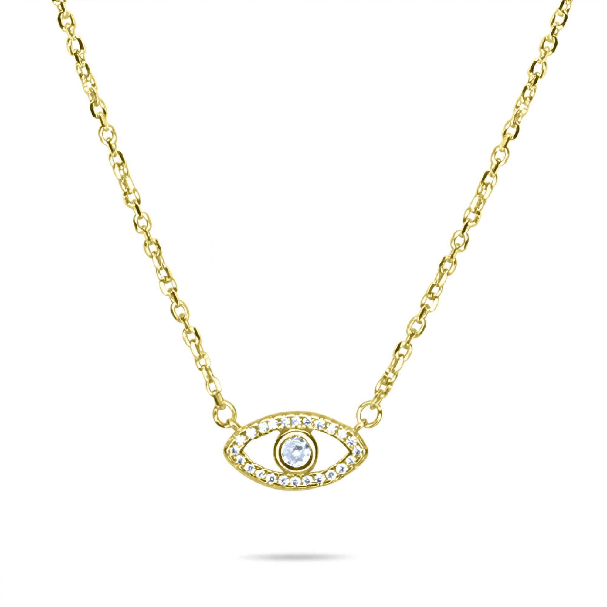 Κολιέ μάτι με πέτρες ζιργκόν επίχρυσο