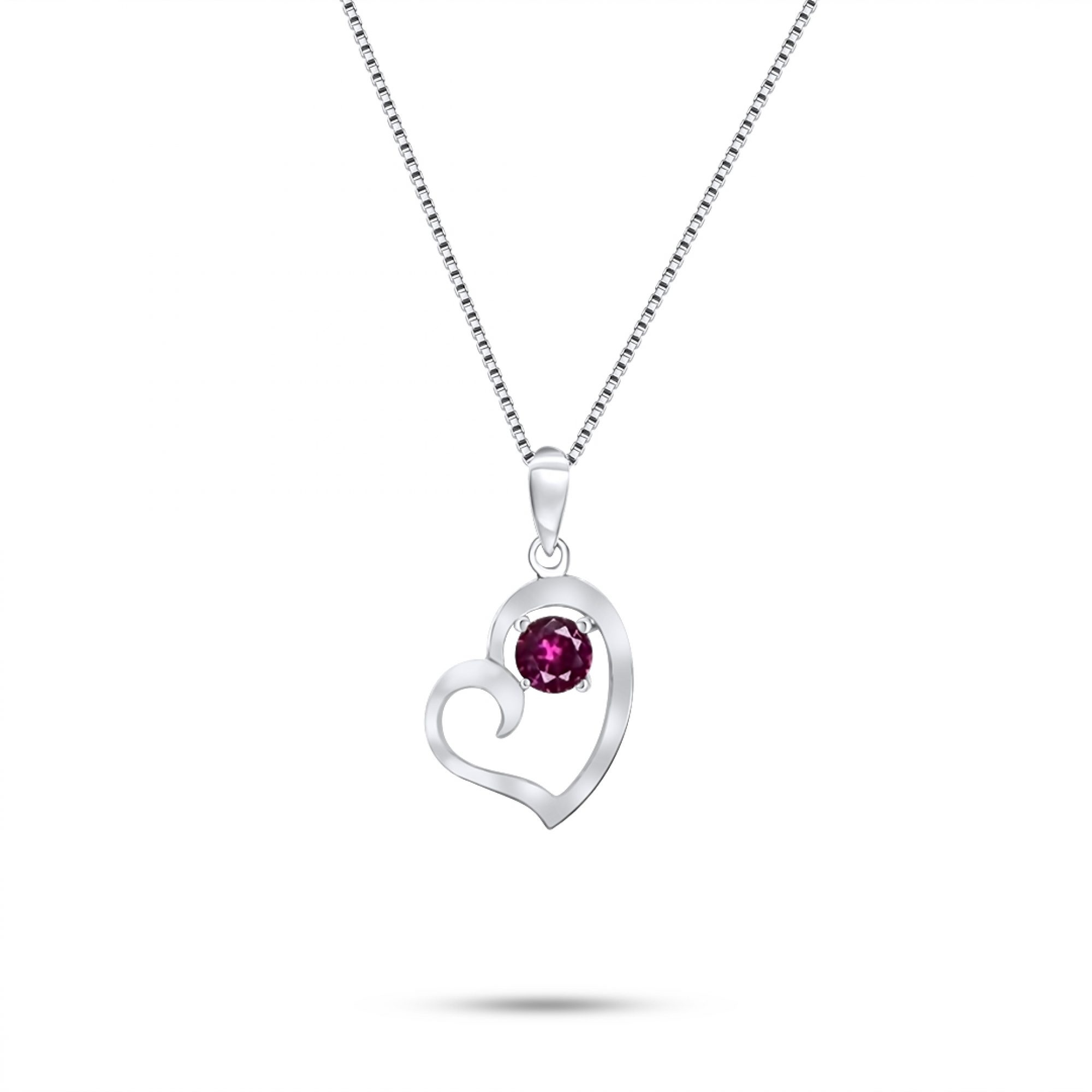 Κολιέ καρδιά με ρουμπίνι πέτρα