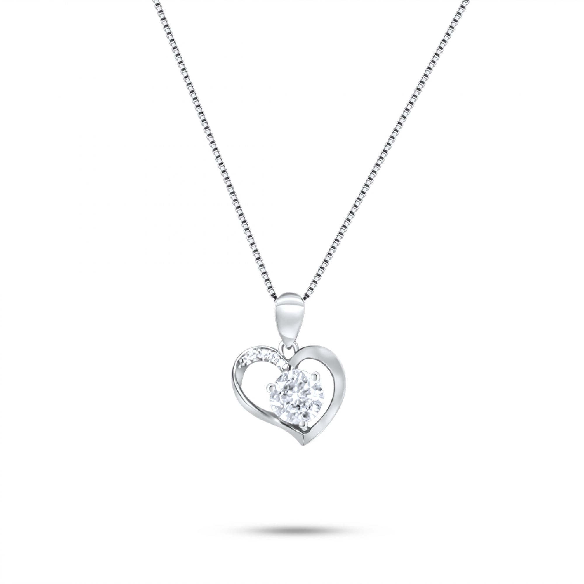 Κολιέ καρδιά με ζιργκόν πέτρες