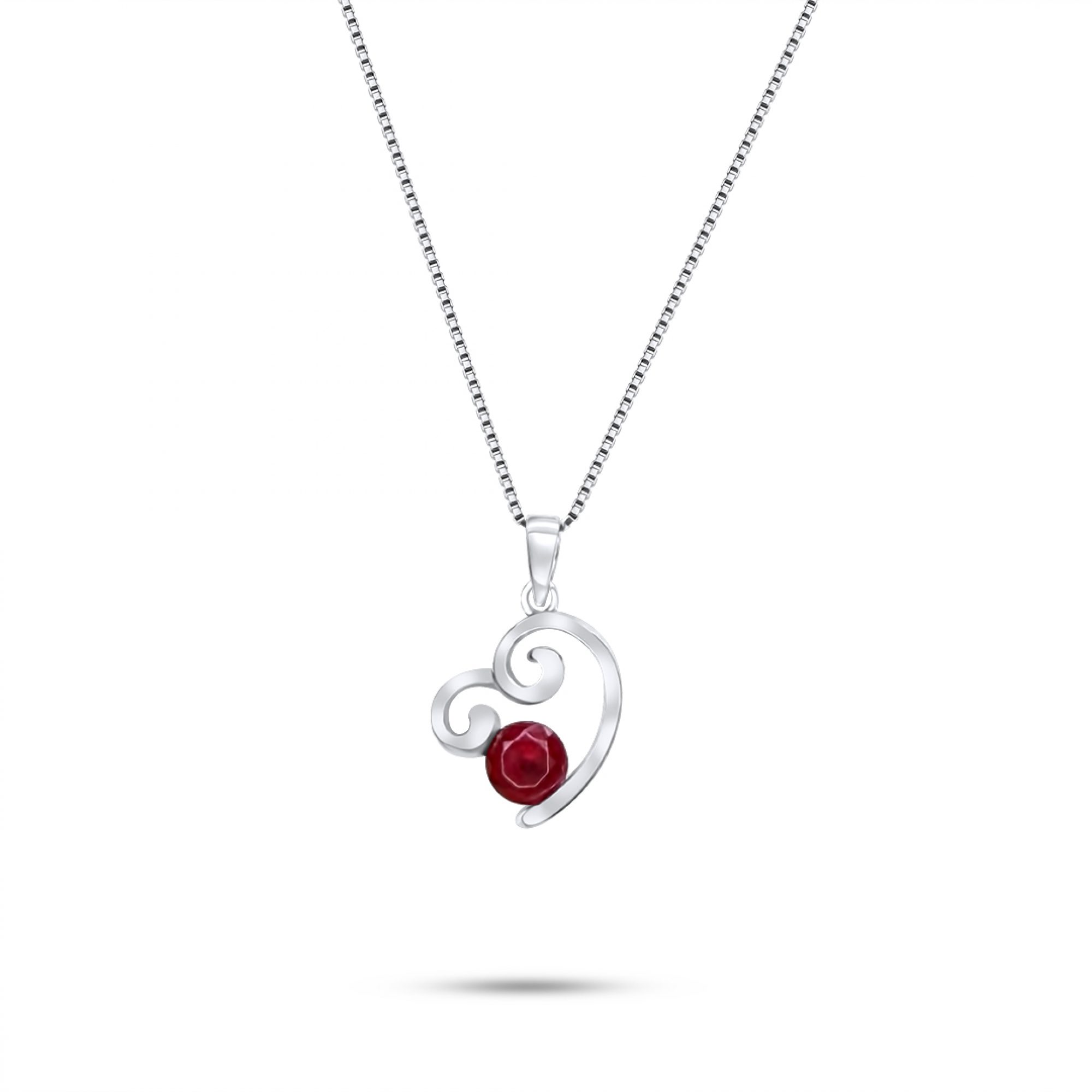 Heart necklace with ruby stone