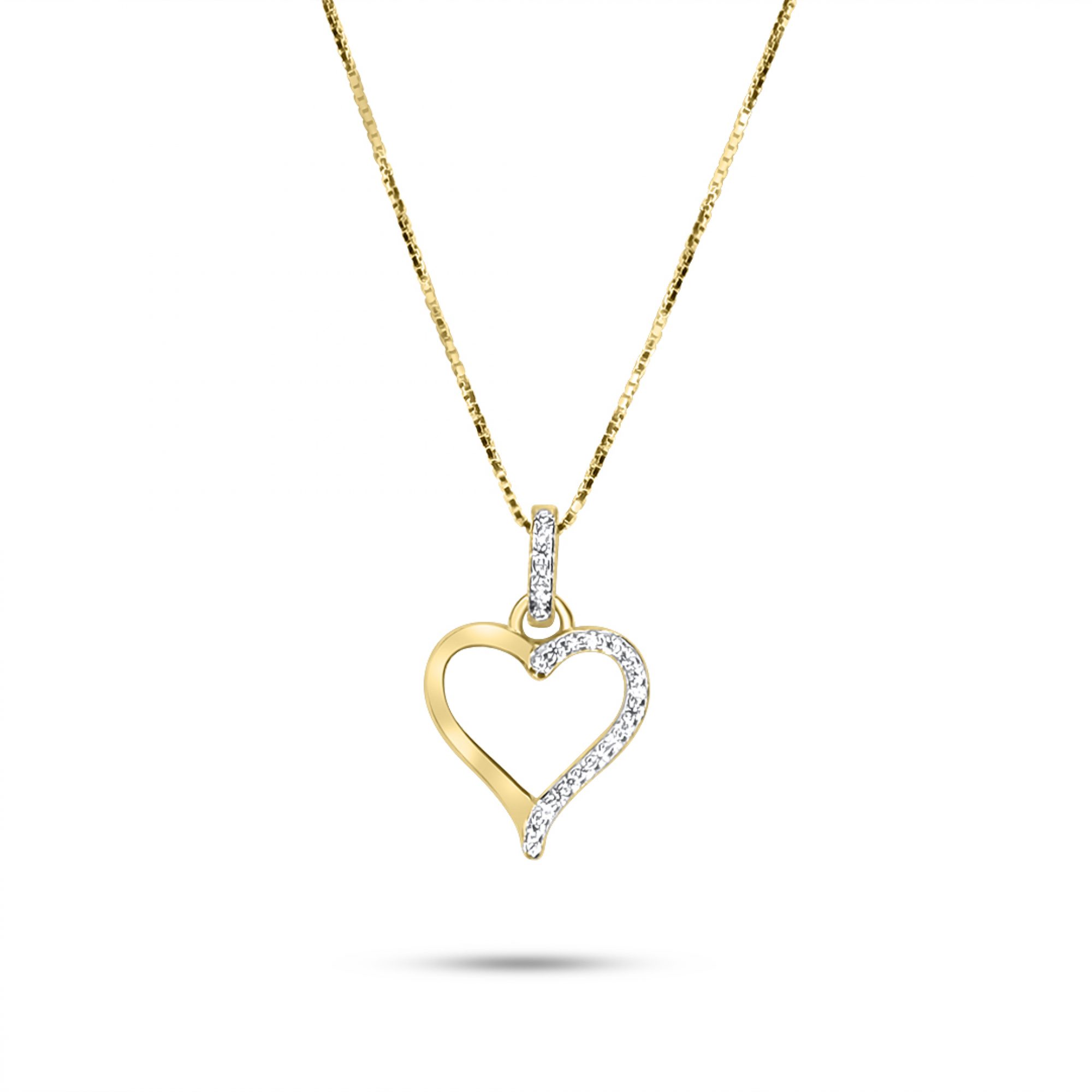 Gold plated heart necklace with zircon stones