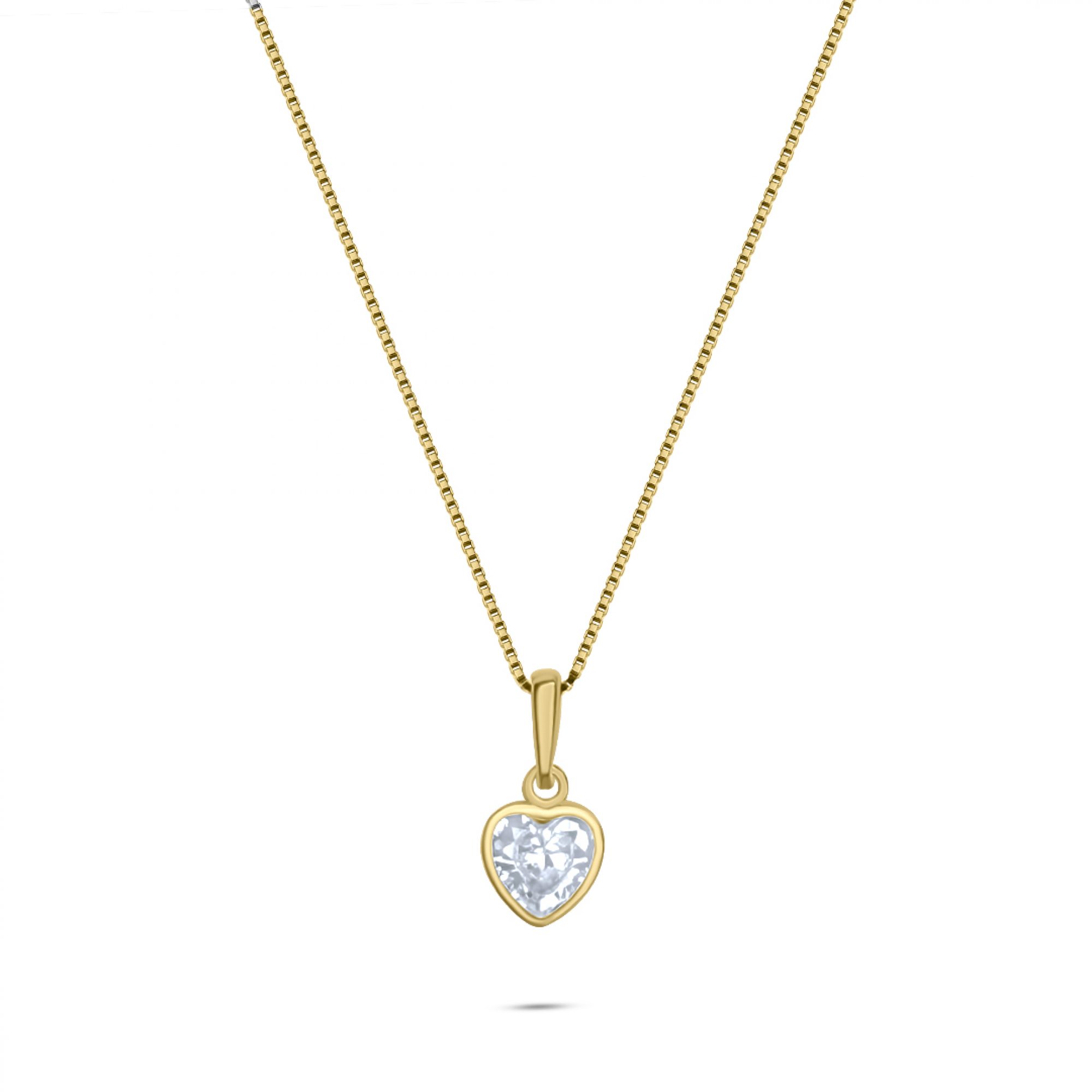 Κολιέ καρδιά με ζιργκόν πέτρες επίχρυσο