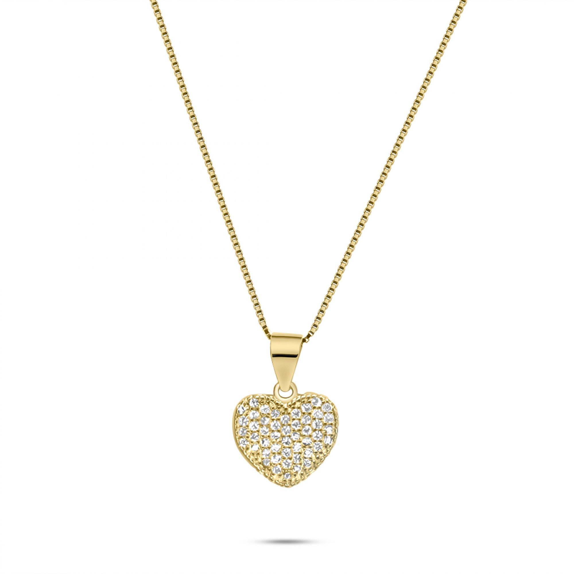 Gold plated heart necklace with zircon stones 