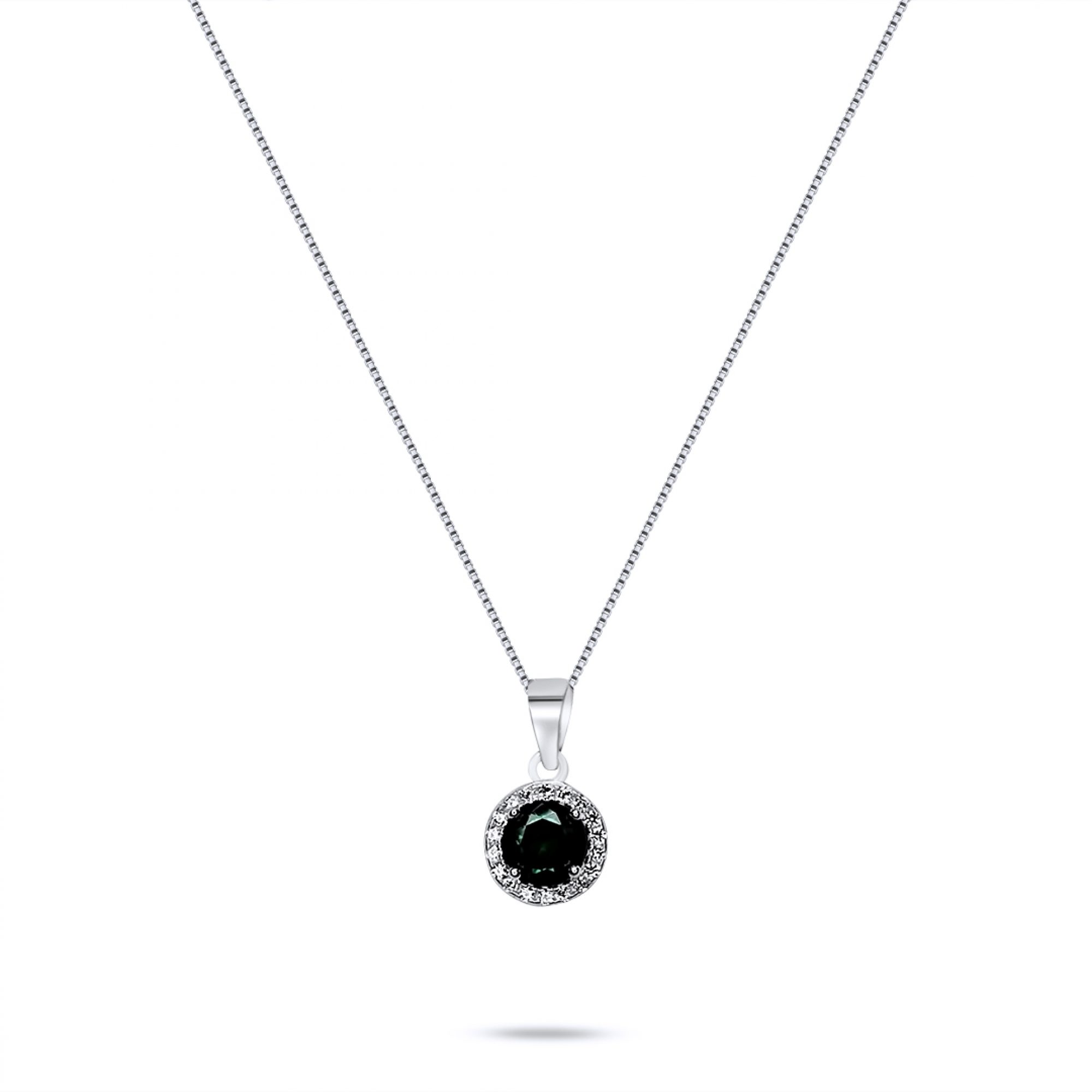 Necklace with emerald and zircon stones