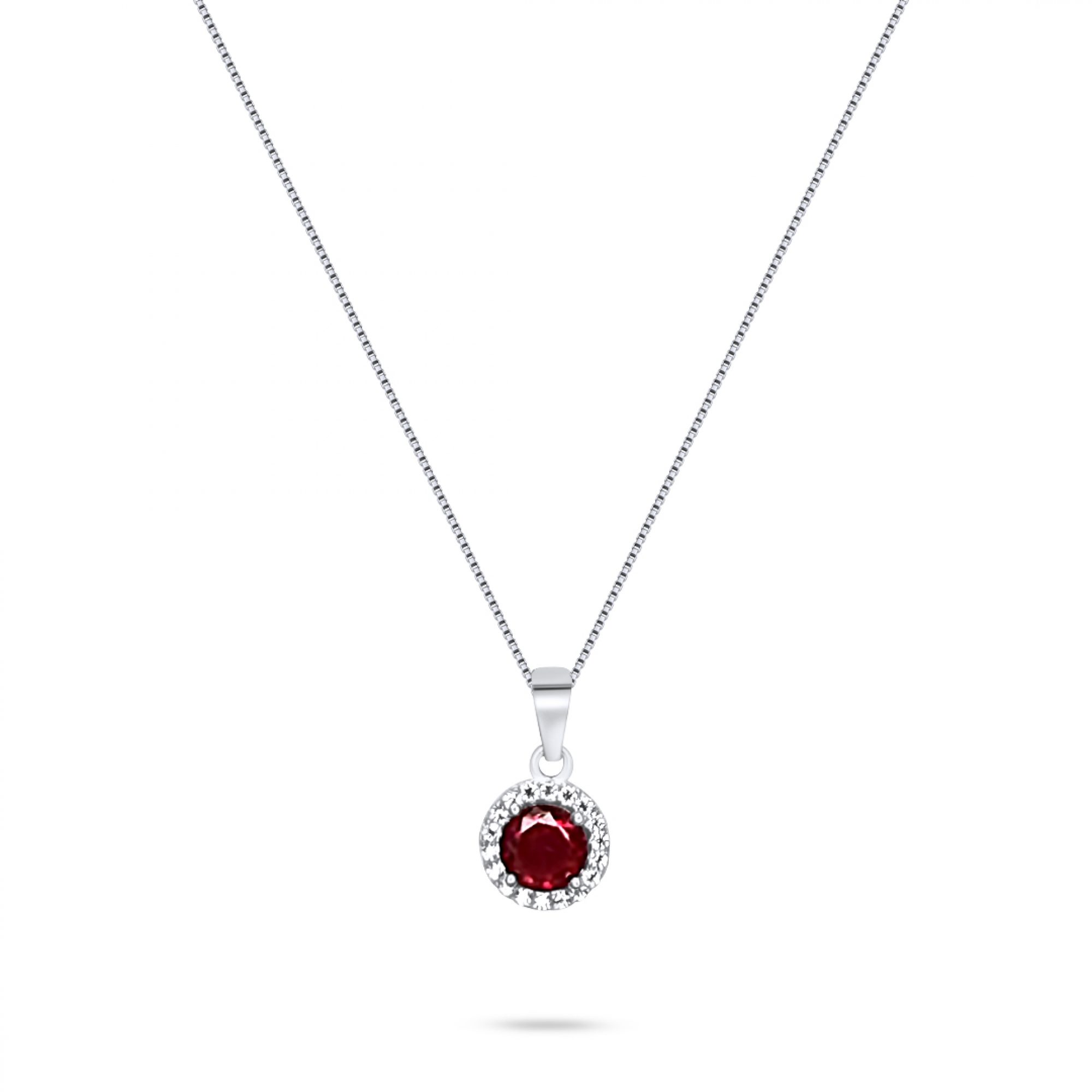 Necklace with ruby and zircon stones