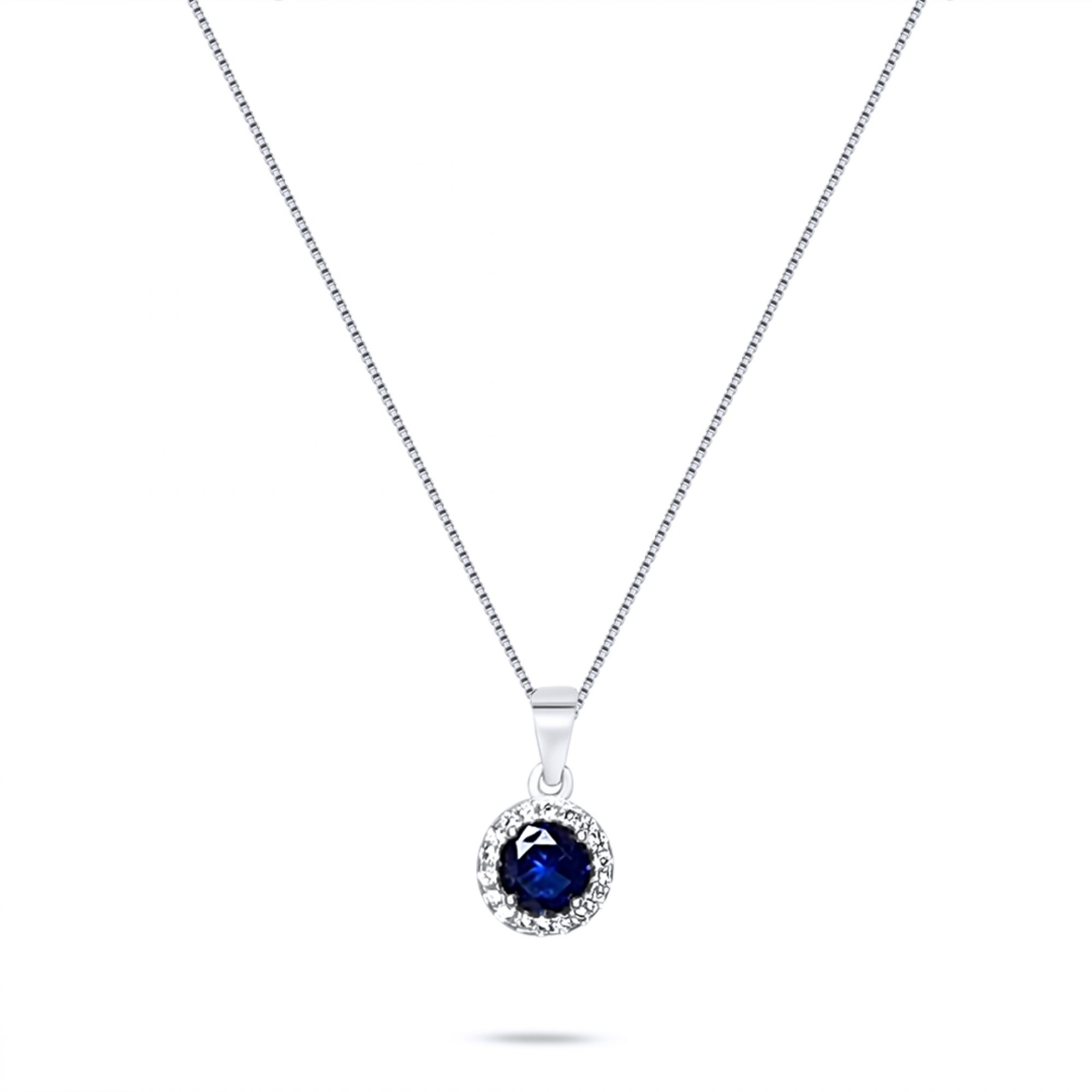 Necklace with sapphire and zircon stones