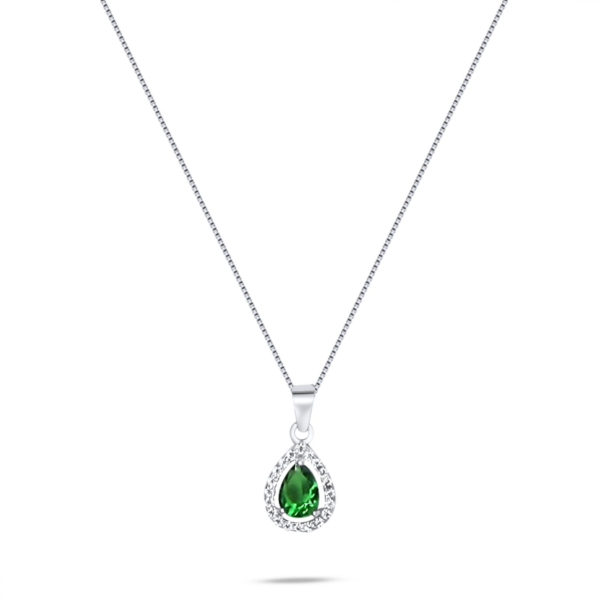 Necklace with emerald and zircon stones