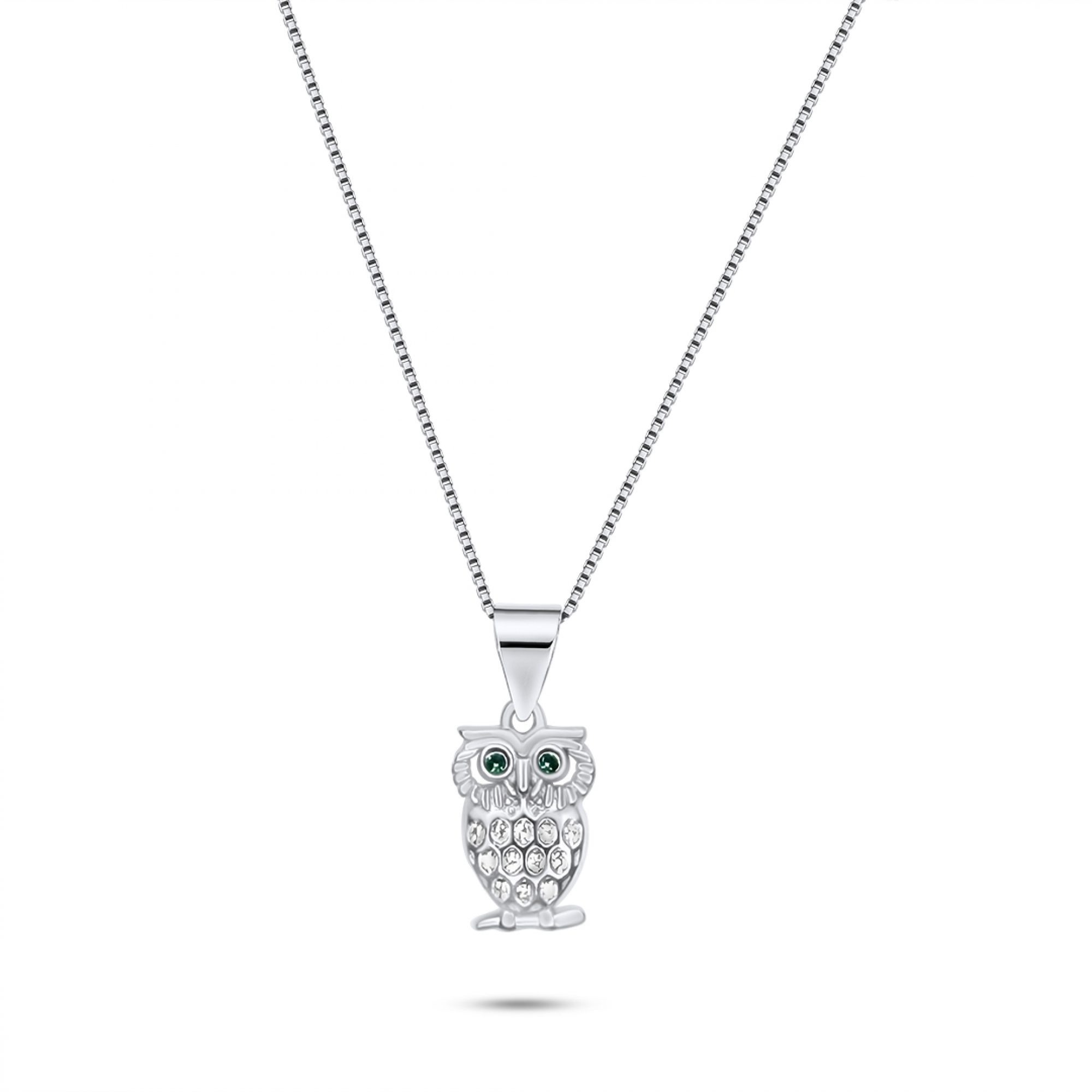 Owl necklace with zircon stones
