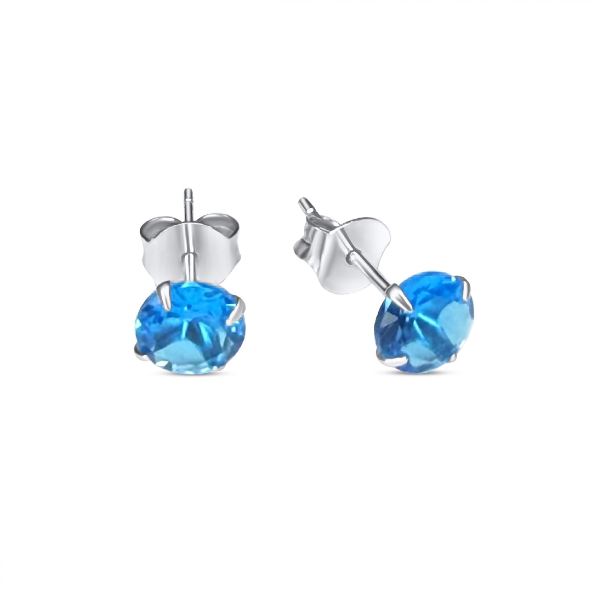 Σκουλαρίκια καρφωτά με πέτρα άκουα μαρίν