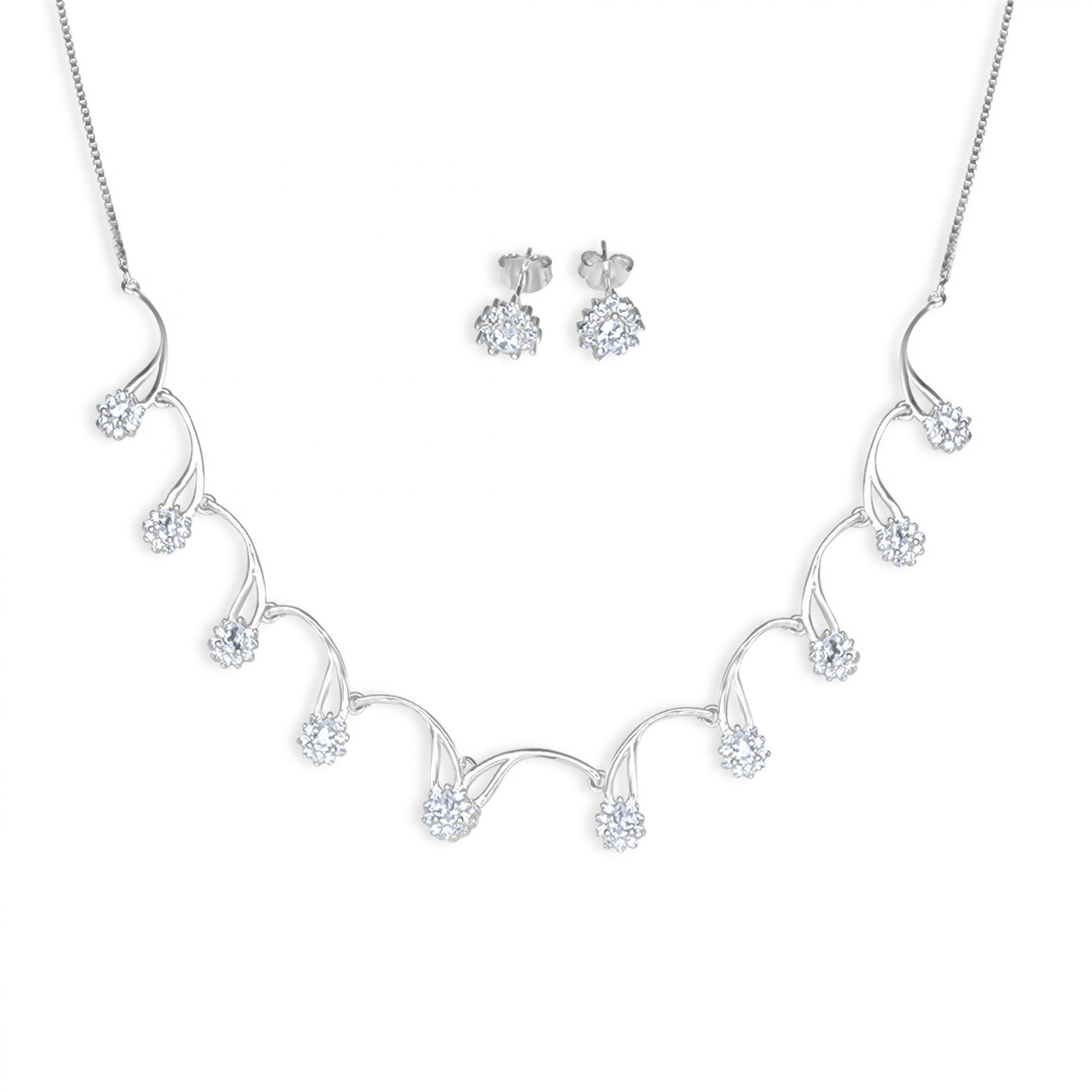 Σετ κολιέ και σκουλαρίκια καρφωτά με πέτρες ζιργκόν