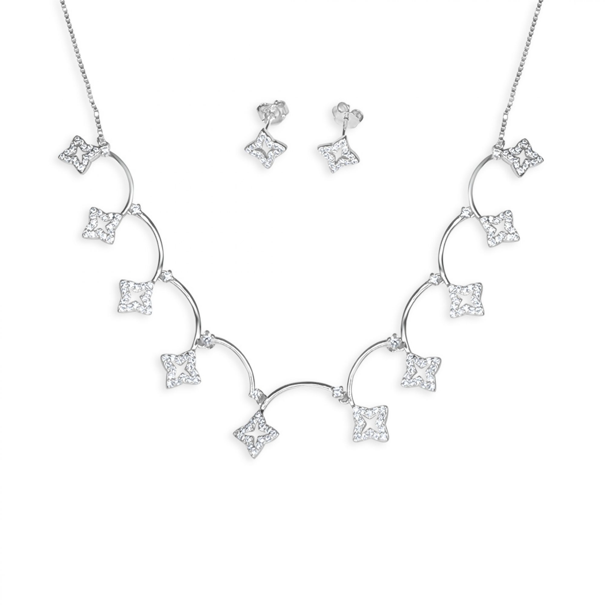 Σετ κολιέ και σκουλαρίκια καρφωτά με πέτρες ζιργκόν