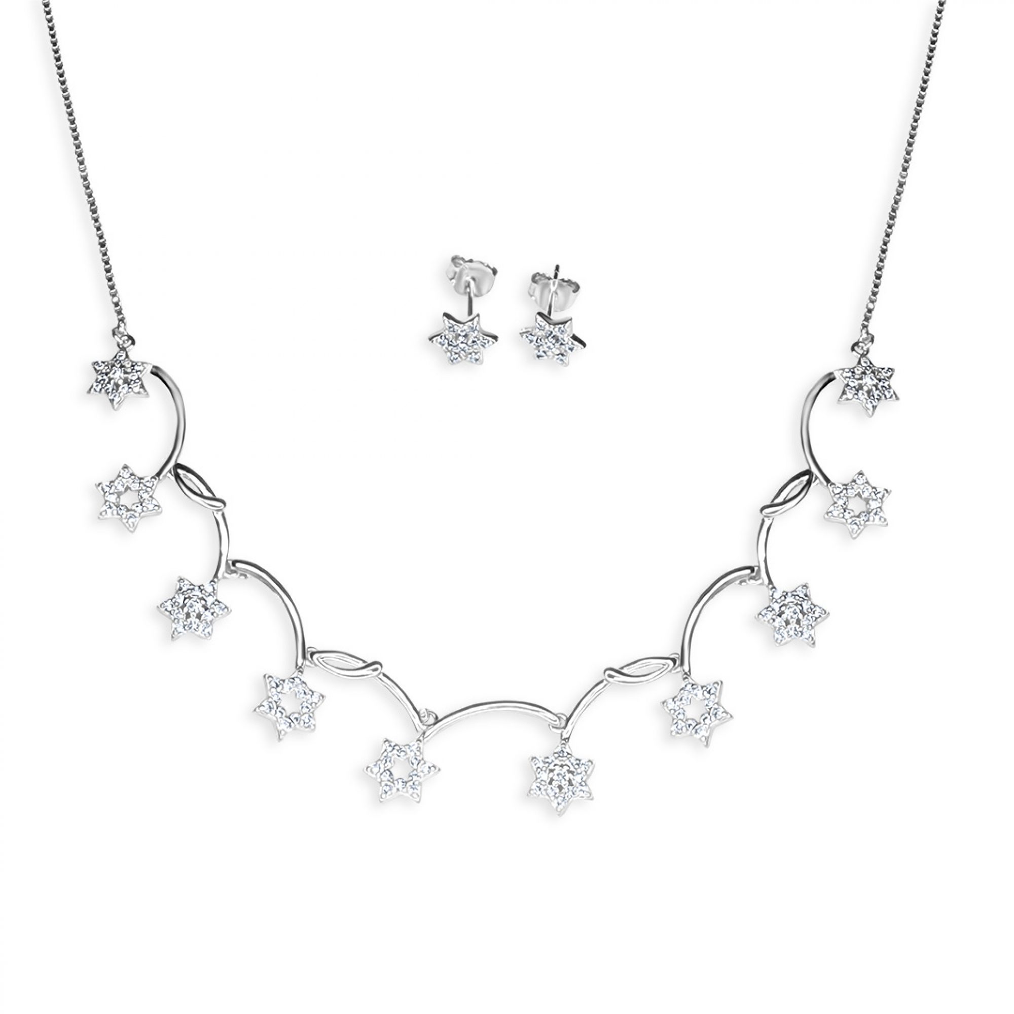 Σετ κολιέ και σκουλαρίκια καρφωτά με πέτρες ζιργκόν