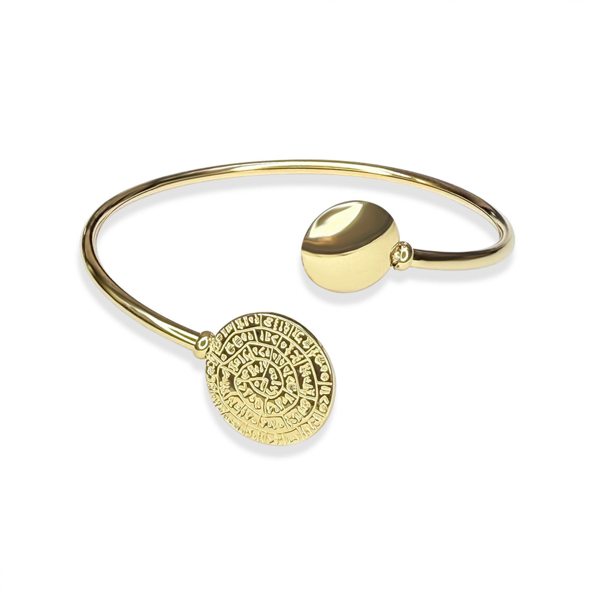 Gold plated steel adjustable Faistos disc bracelet