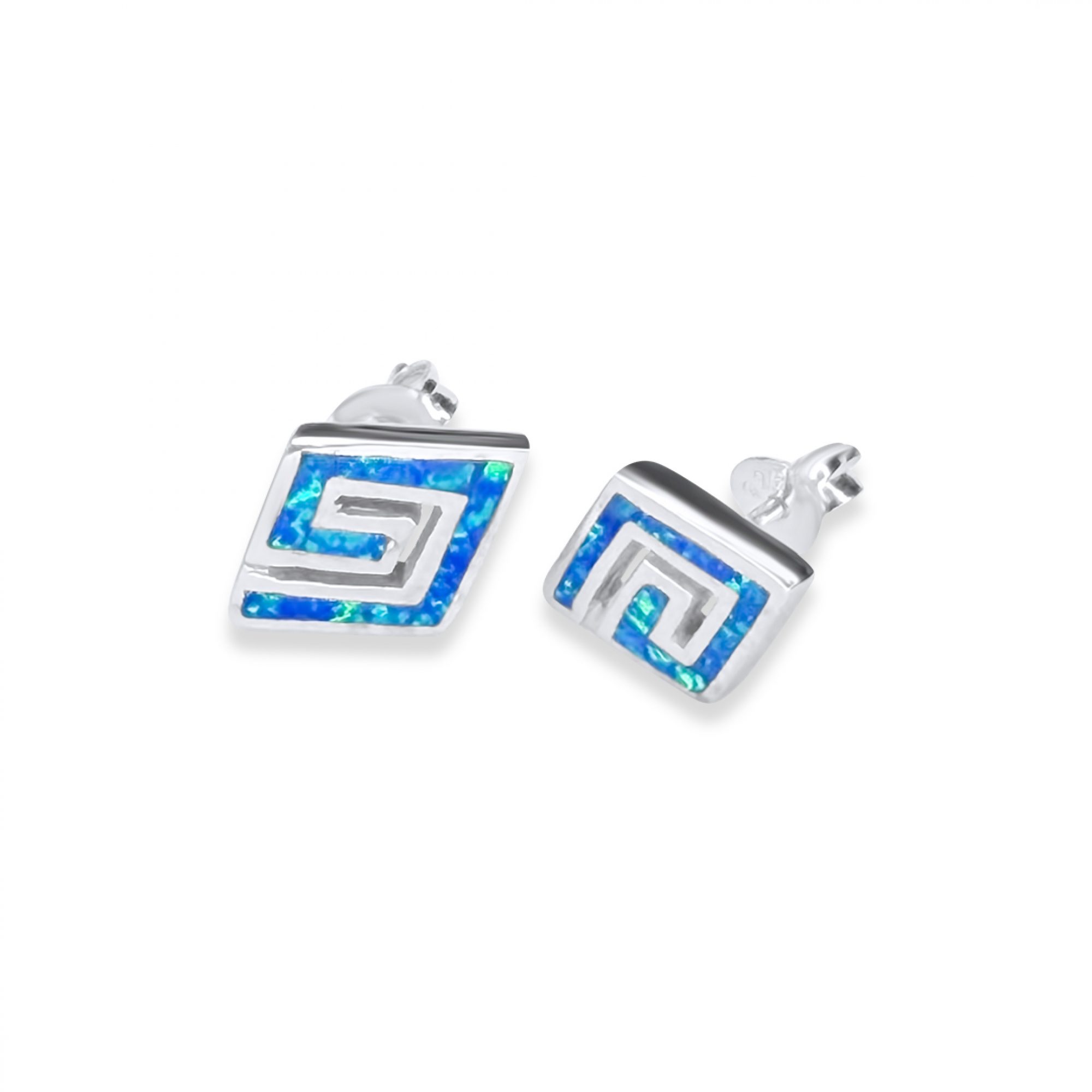Stud opal earrings with meander