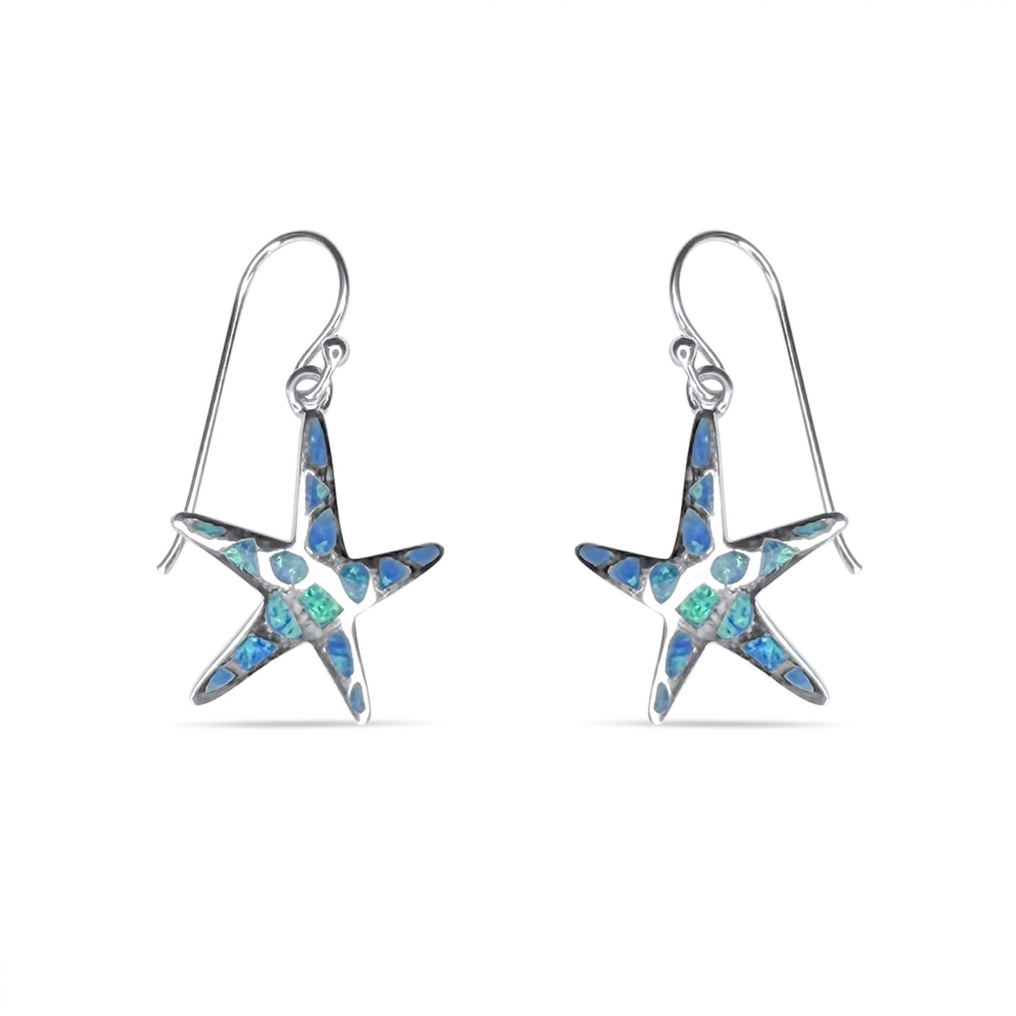 Dangle starfish opal earrings