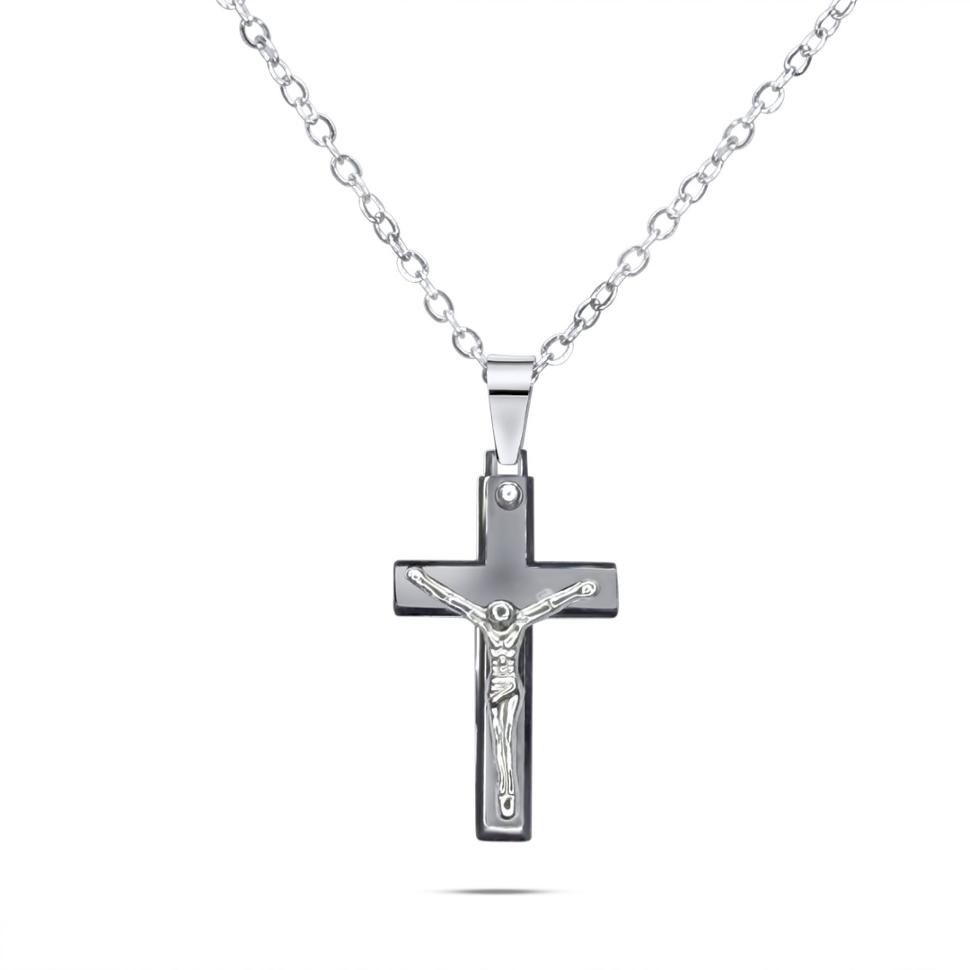 Steel crucifix necklace
