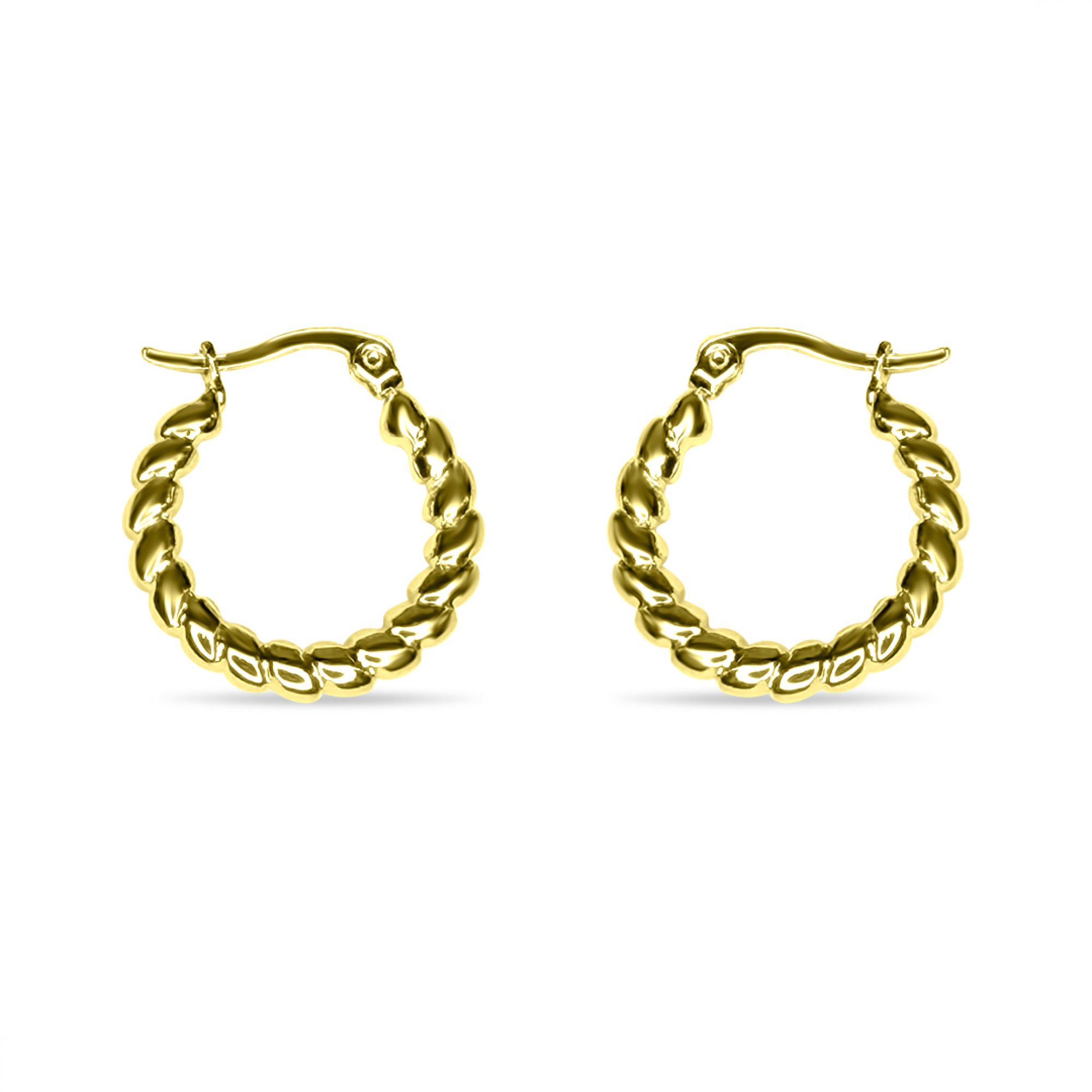 Gold plated steel hoops