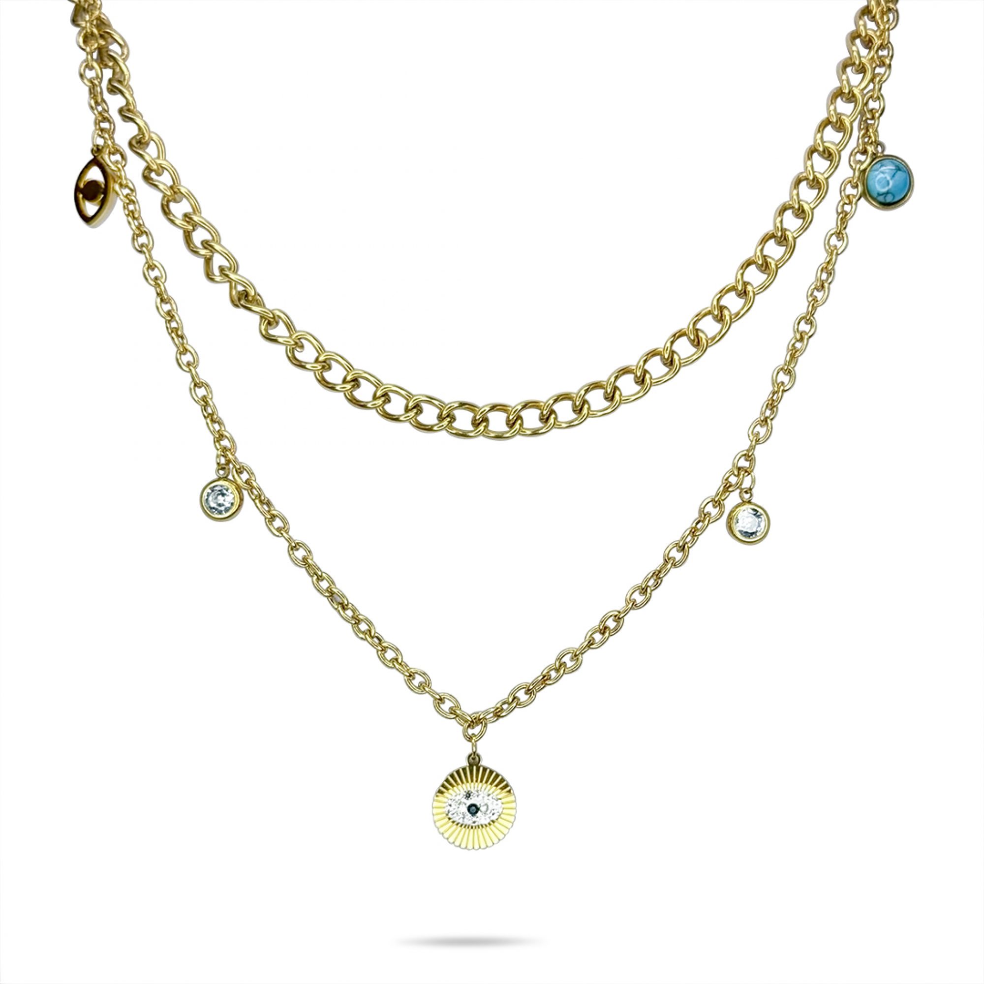 Double gold plated steel necklace 