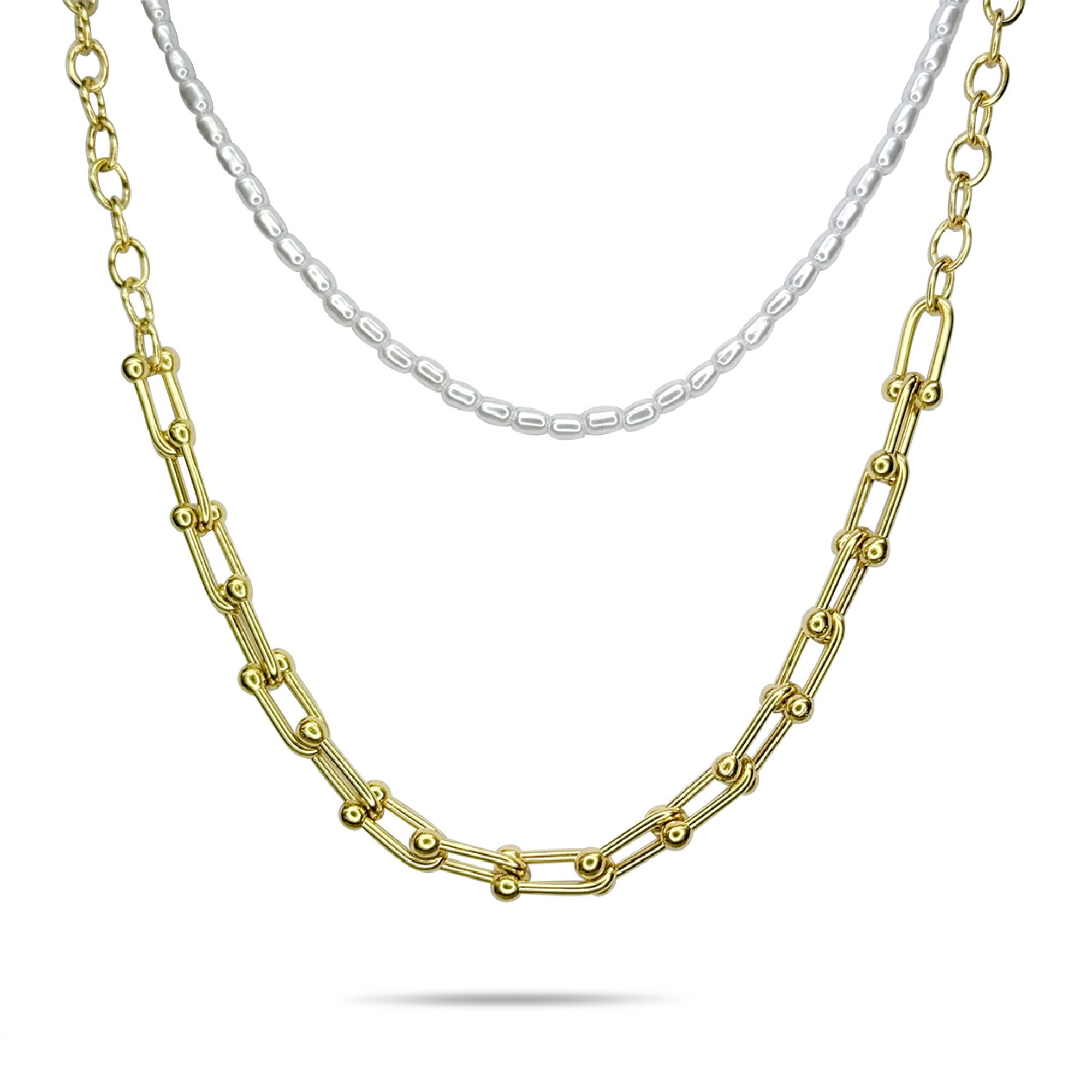 Double gold plated steel necklace 
