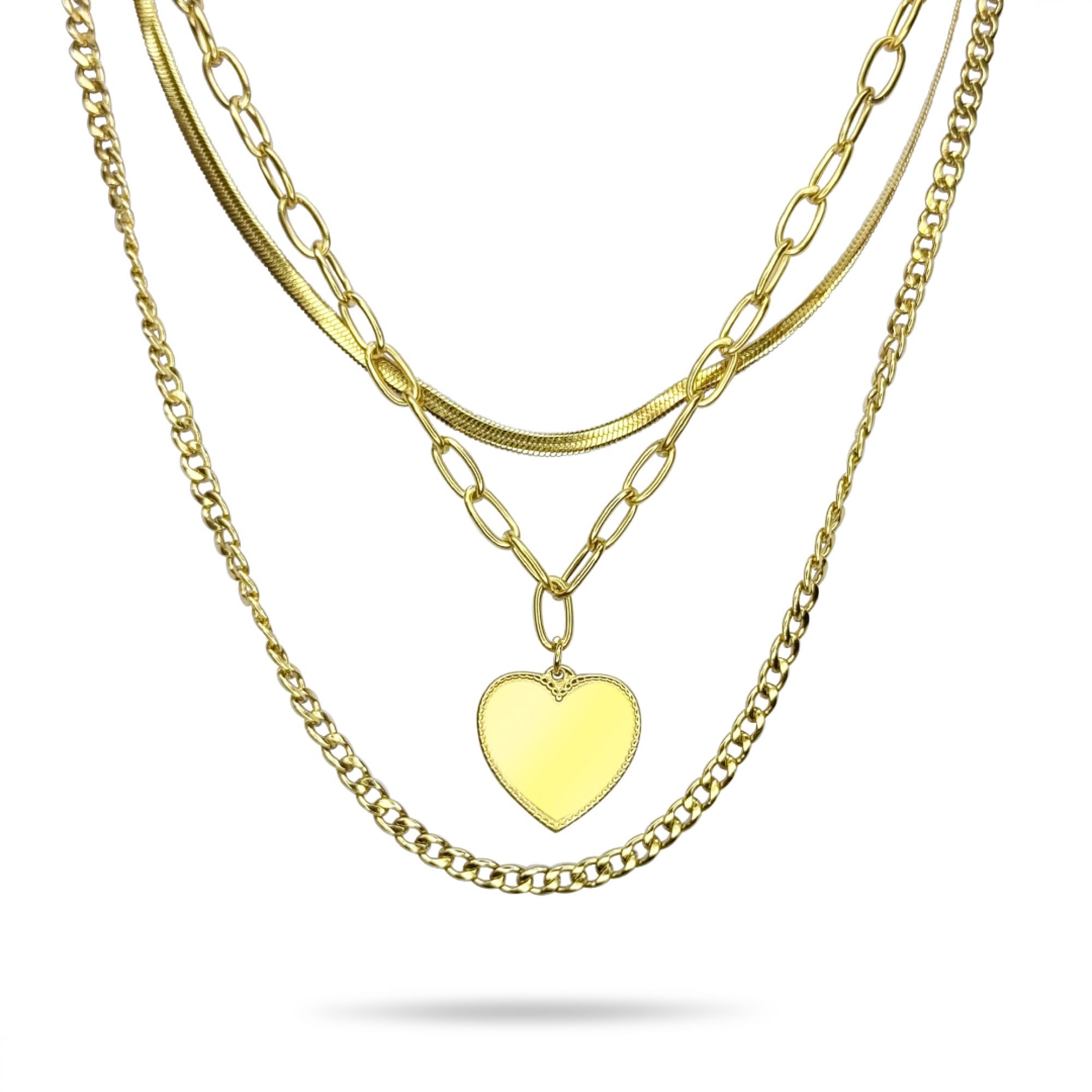 Triple gold plated steel necklace 