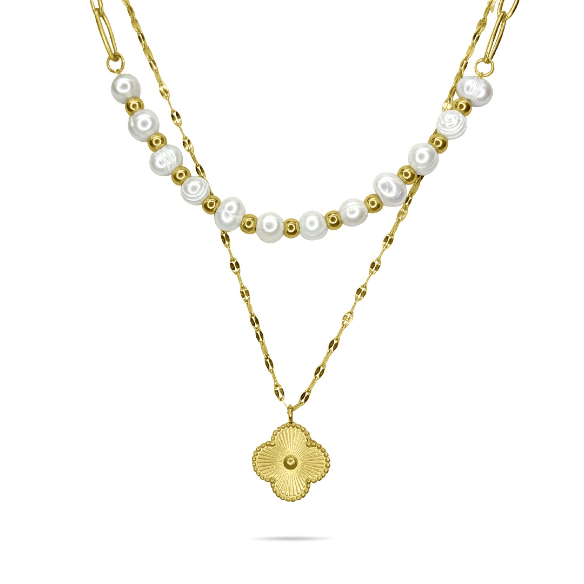 Double gold plated steel necklace 
