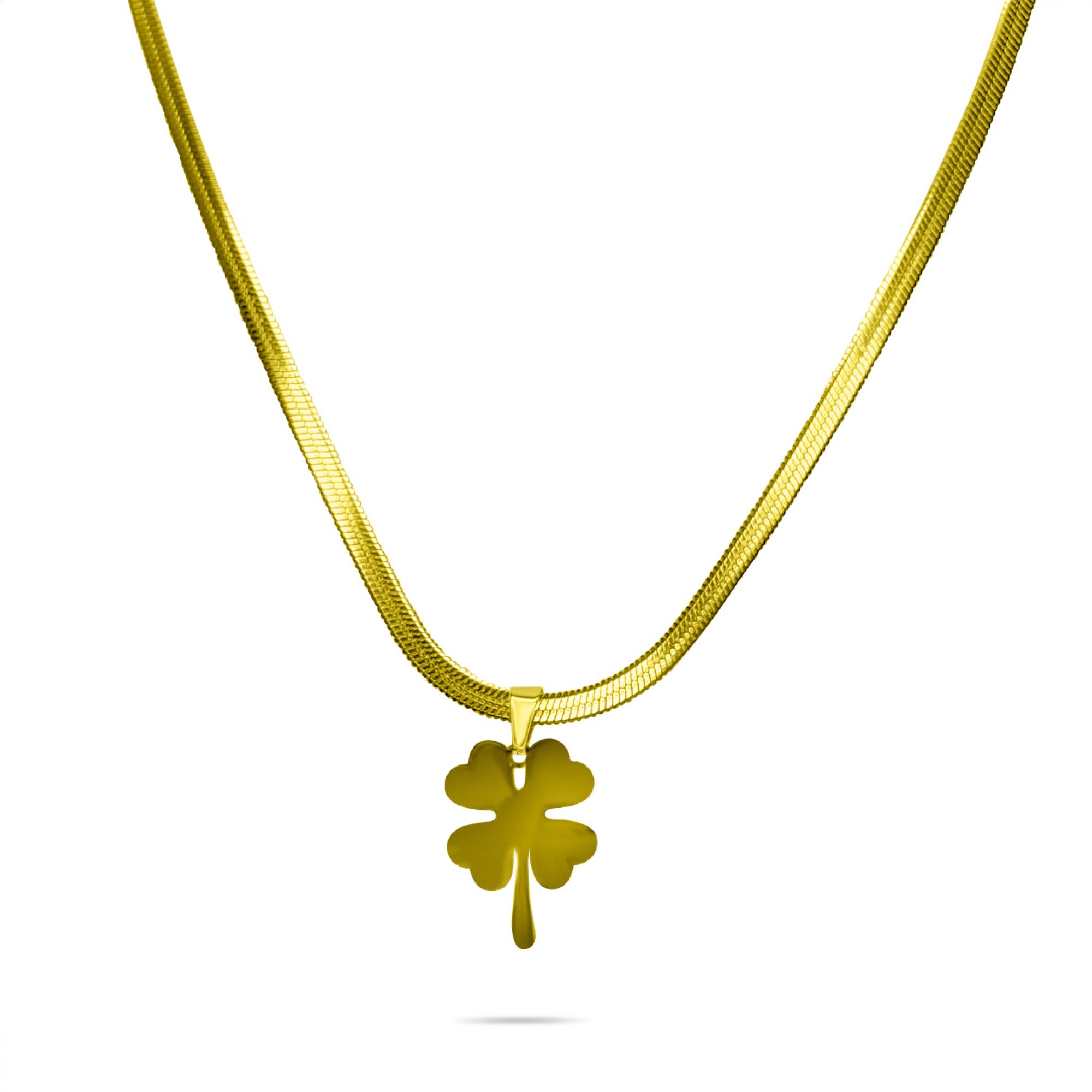 Four leaf clover gold plated steel necklace