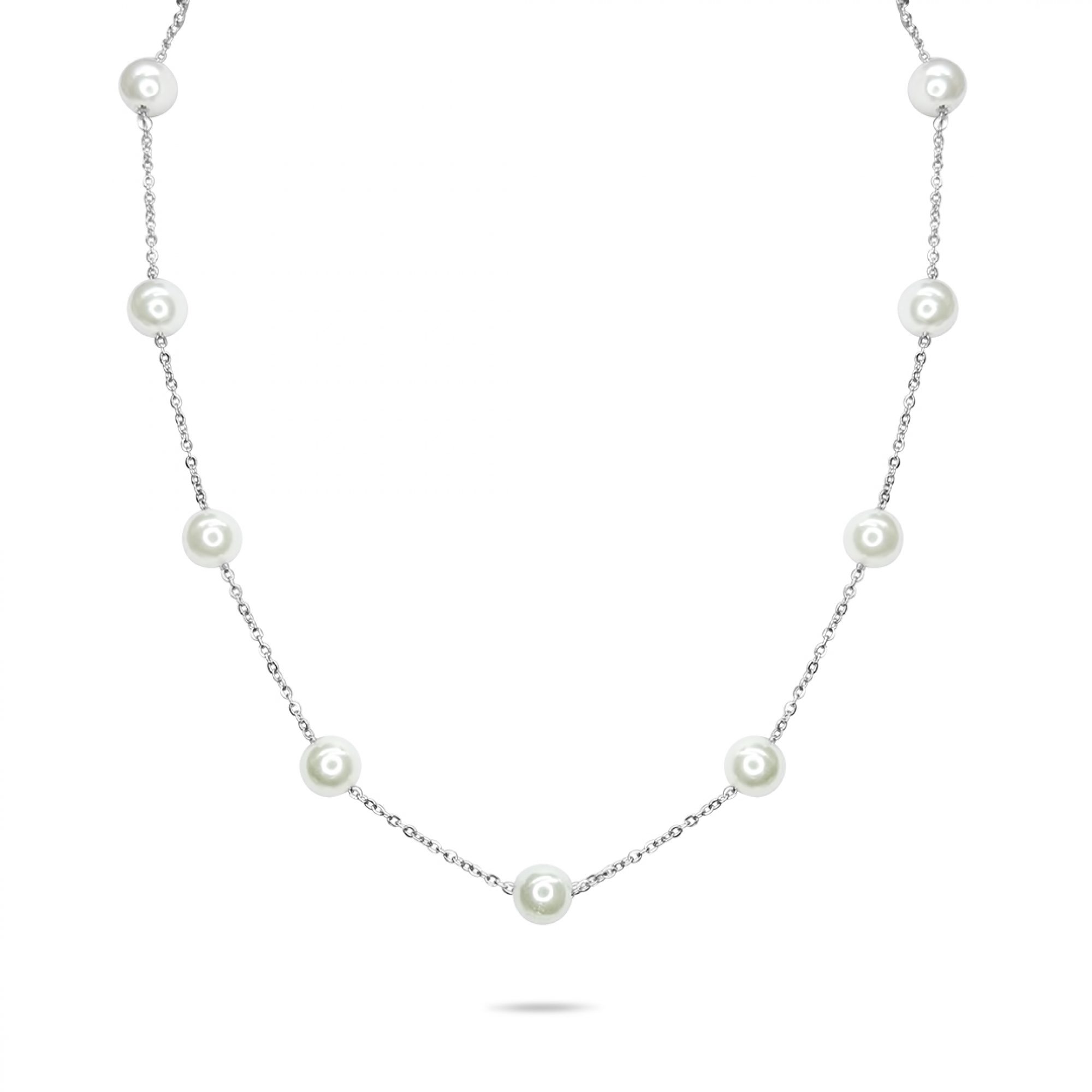 Κολιέ ατσάλι με πέρλες