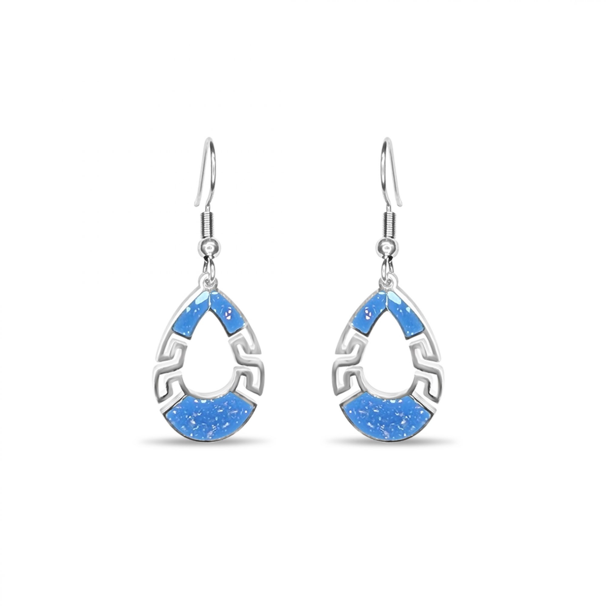 Steel opal earrings with meander