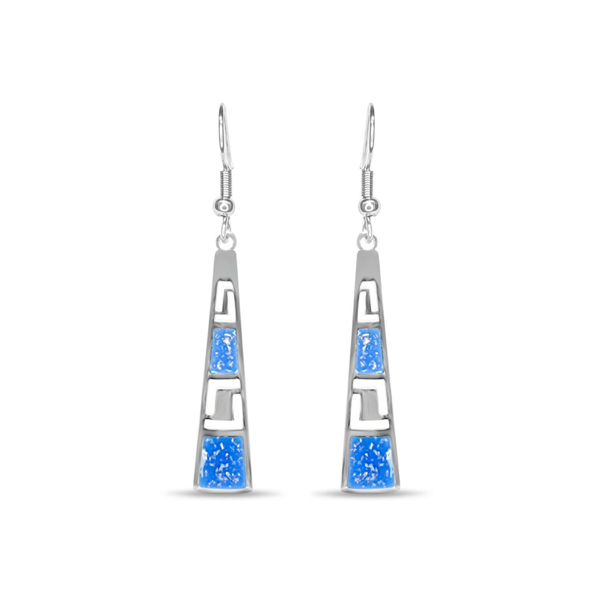 Steel opal earrings with meander