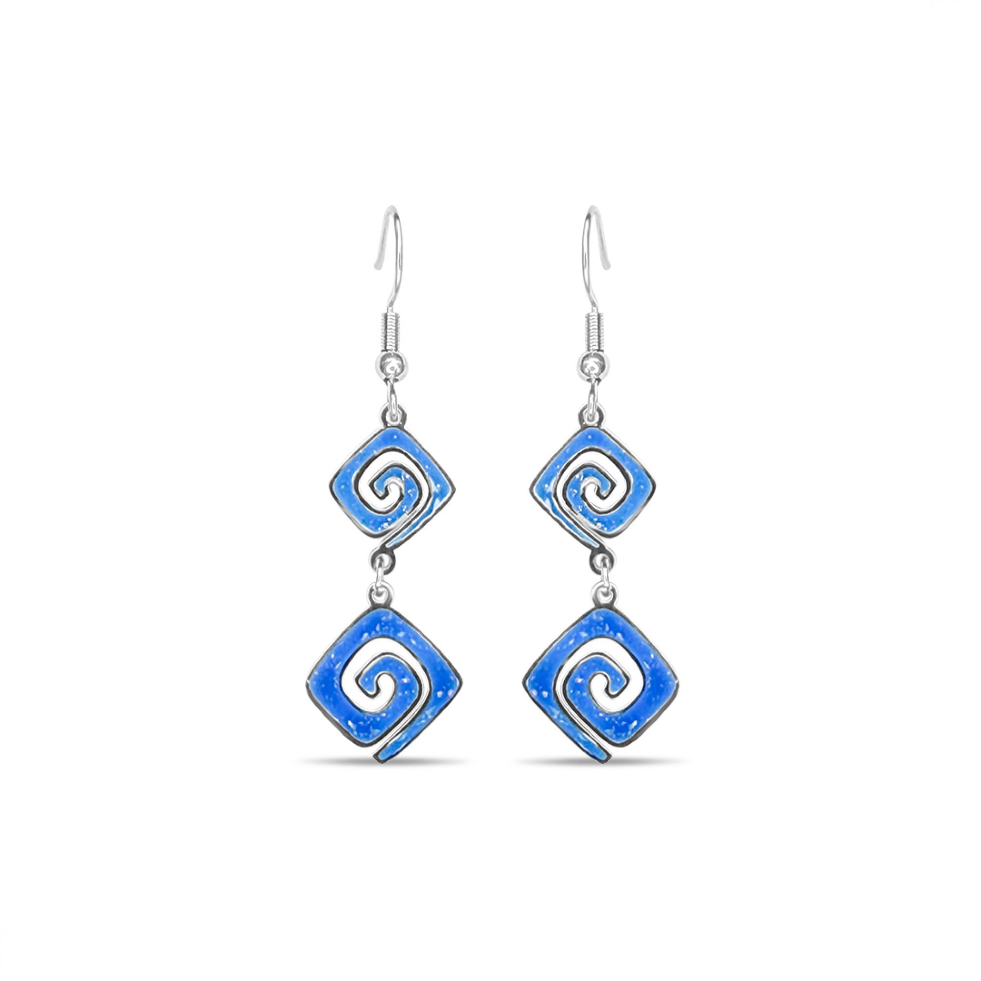 Steel opal earrings with meander