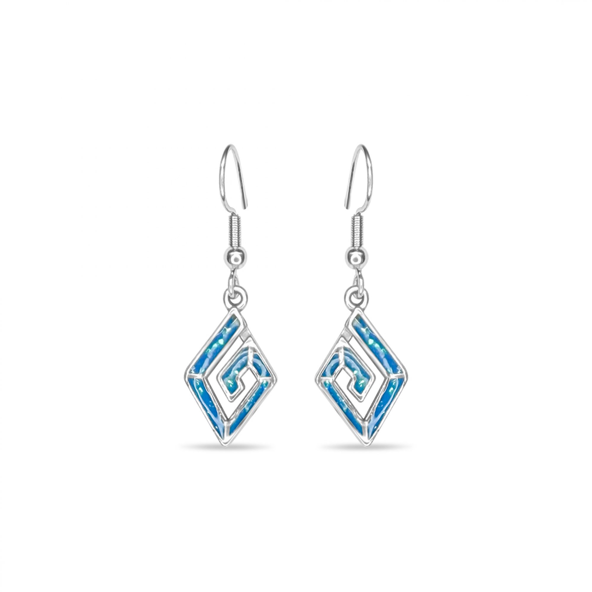 Steel opal earrings with meander