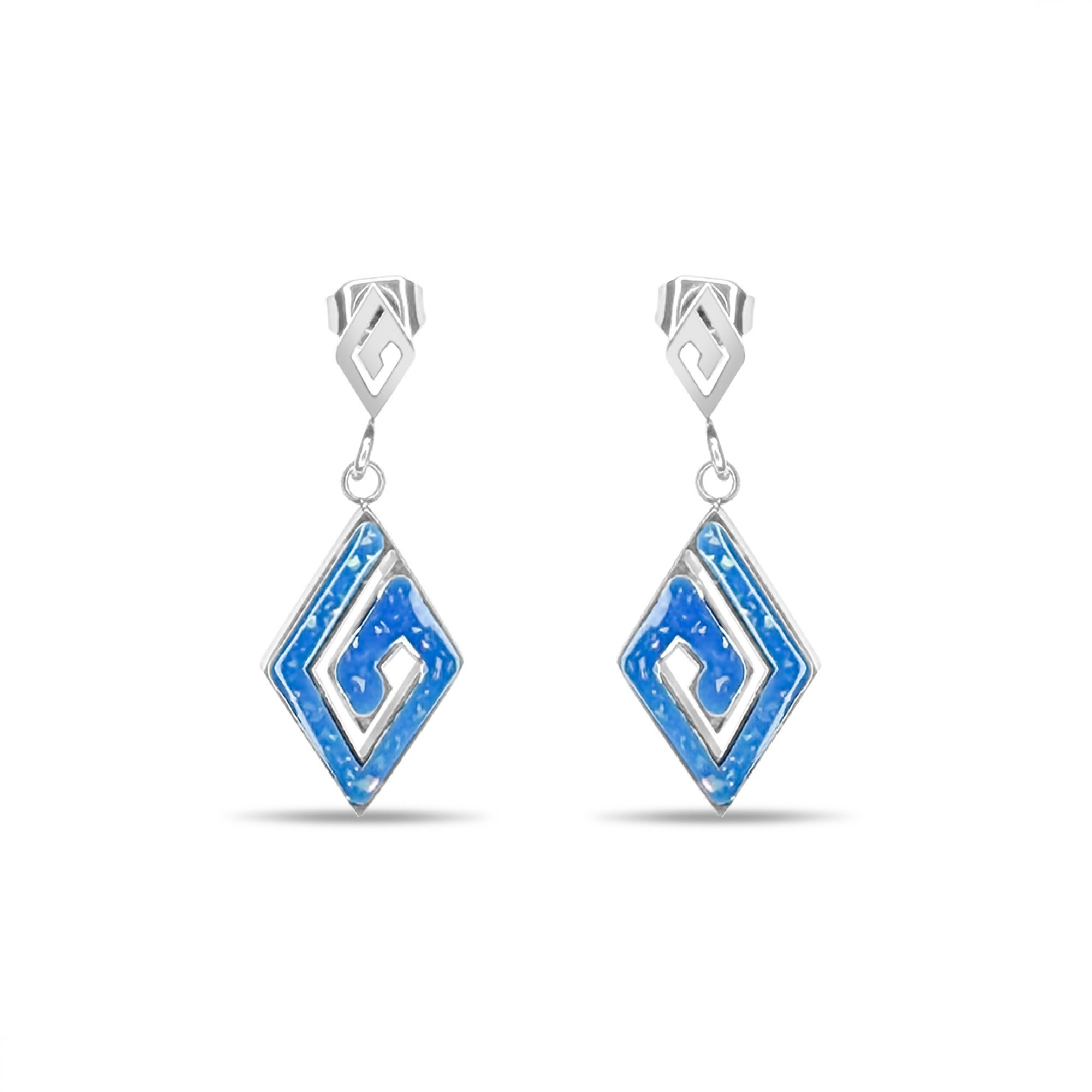Steel opal earrings with meander