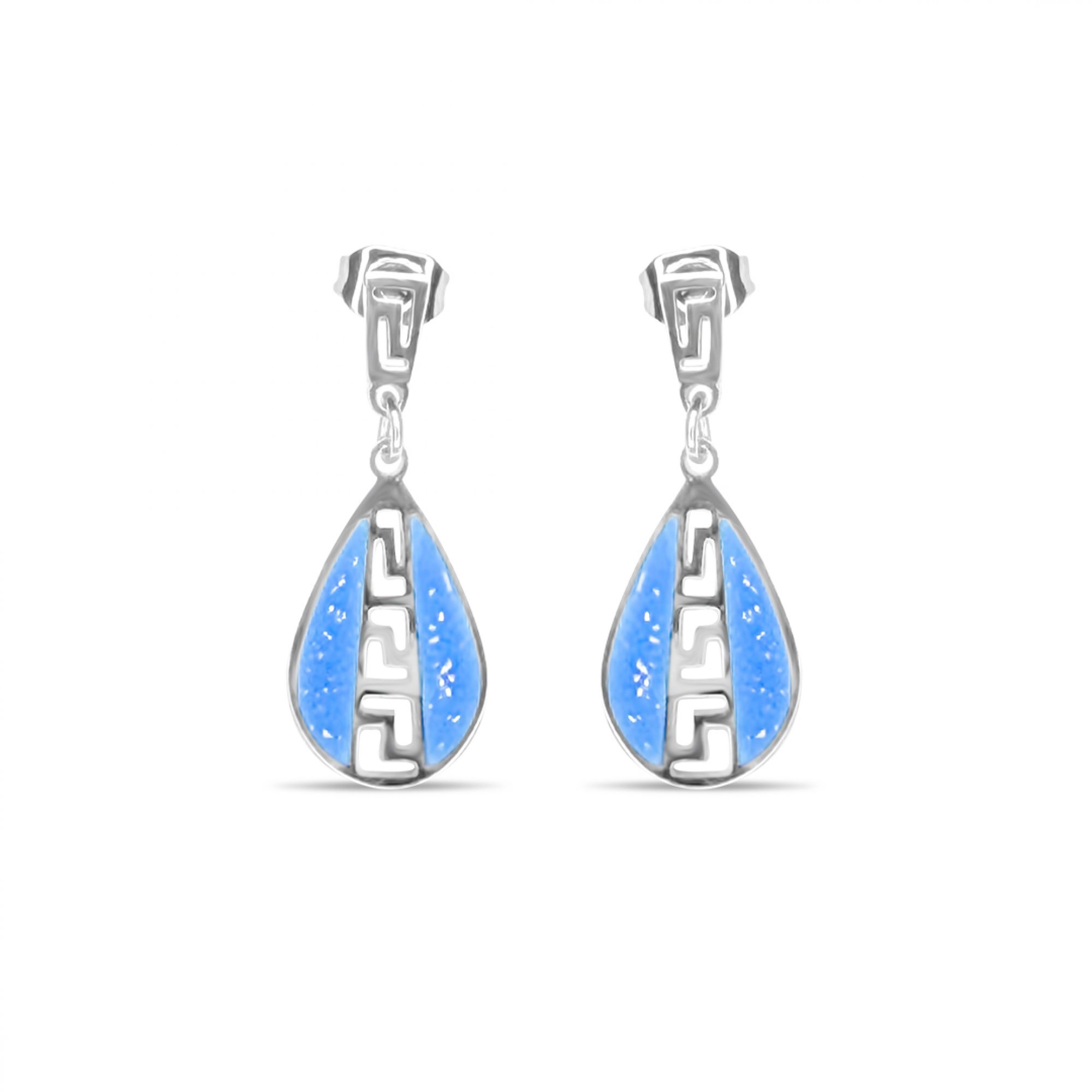 Steel opal earrings with meander