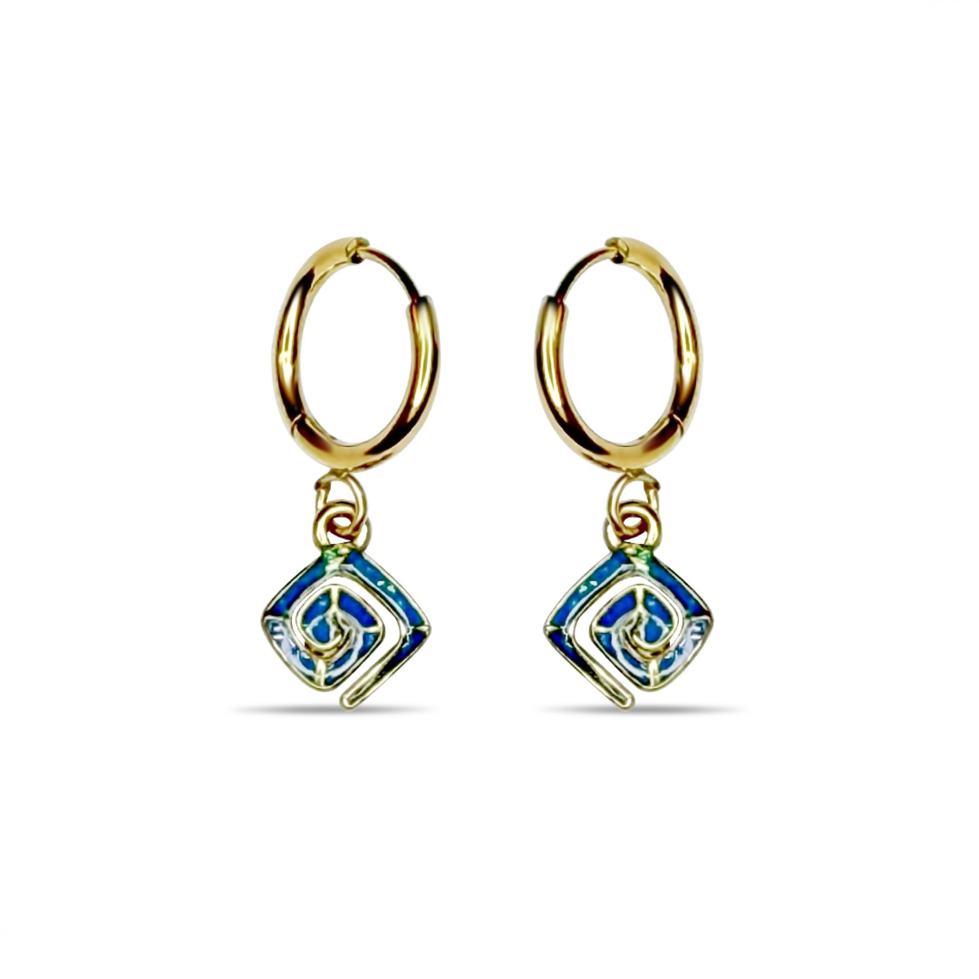 Gold plated steel opal ring with meander