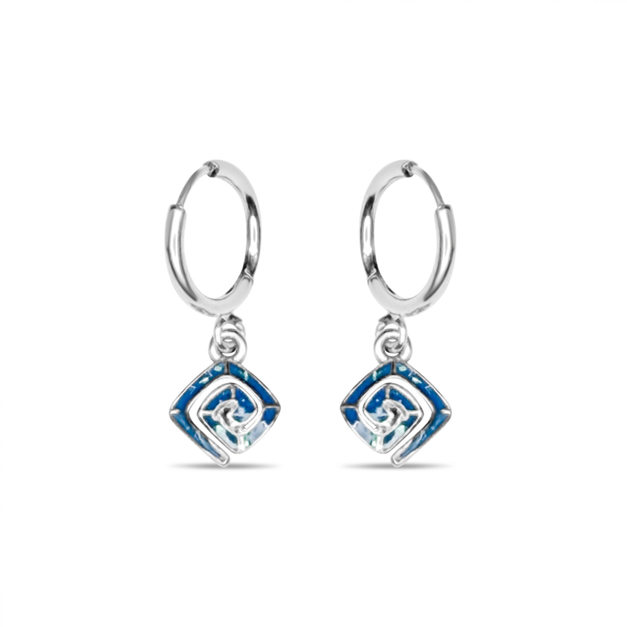 Steel opal earrings with meander