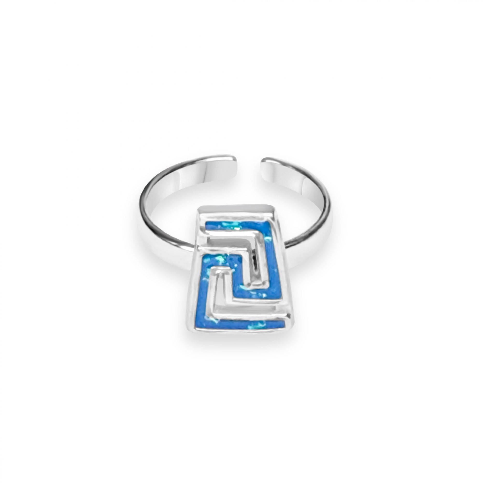 Steel opal ring with meander