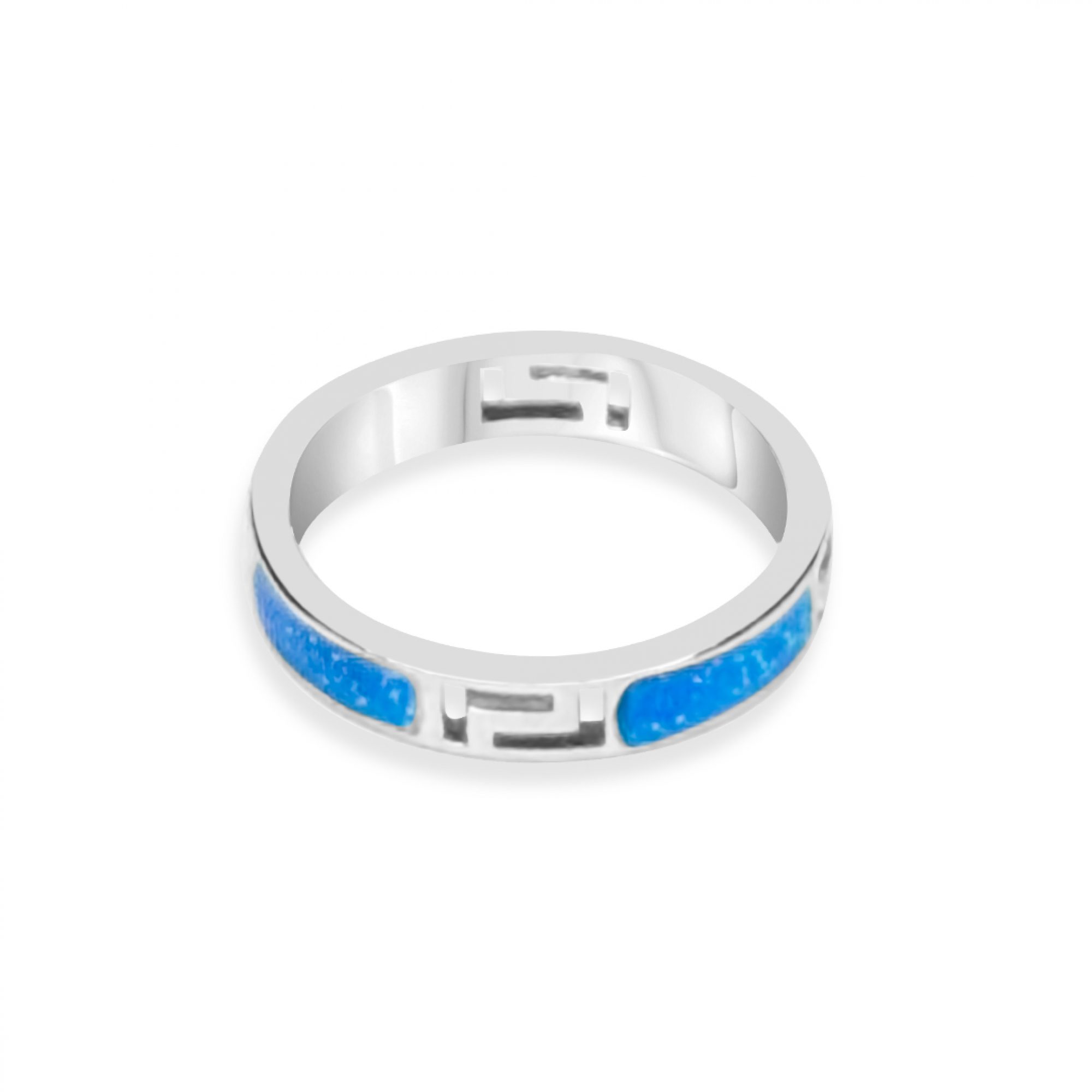 Steel opal ring with meander