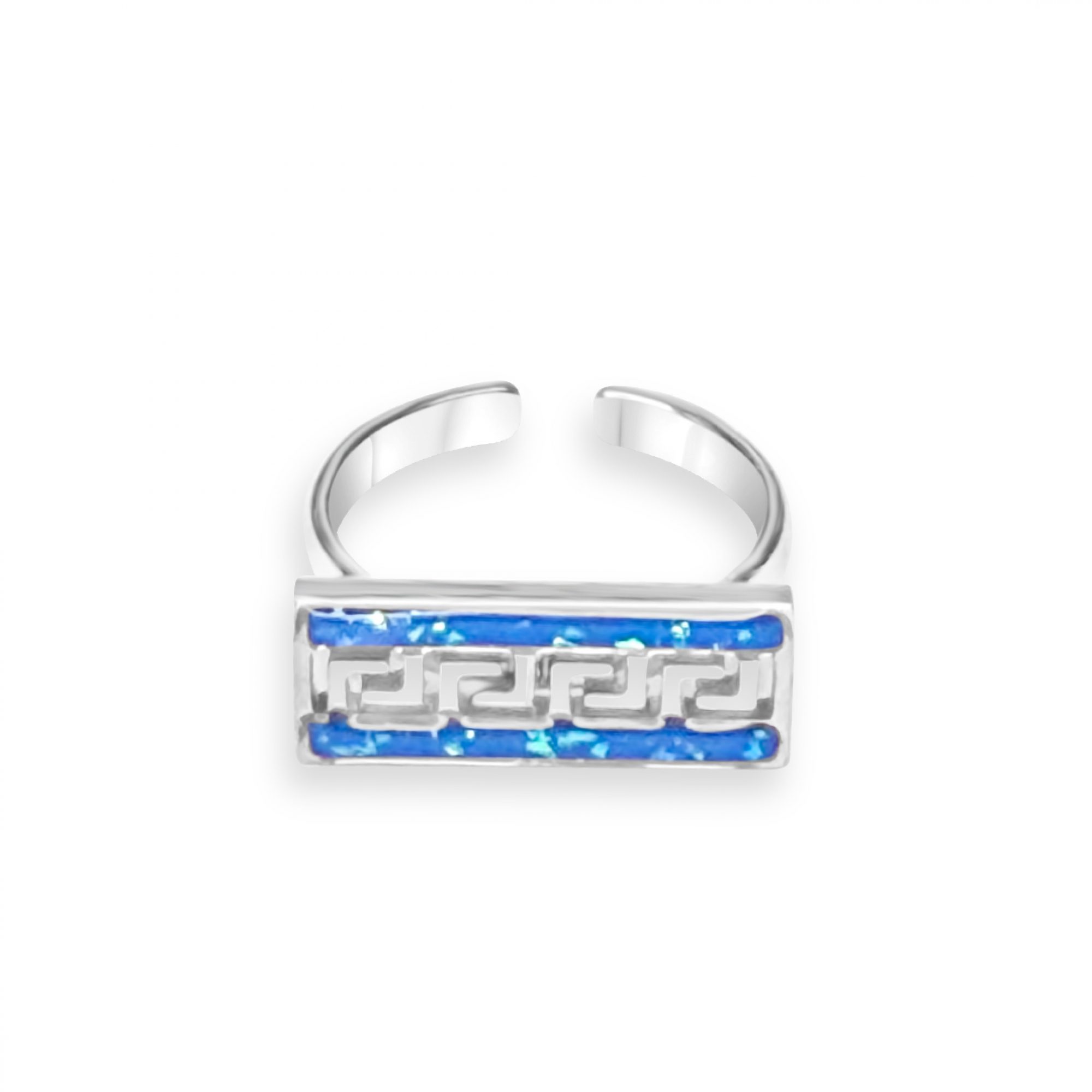 Steel opal ring with meander