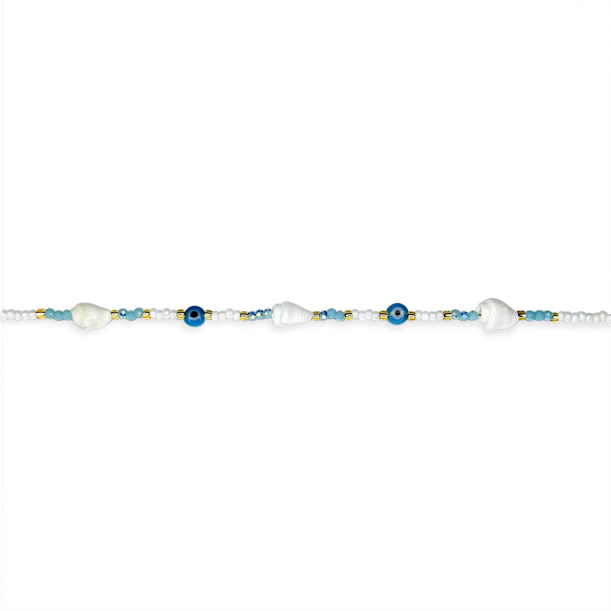 Seashells & evil eye bracelet