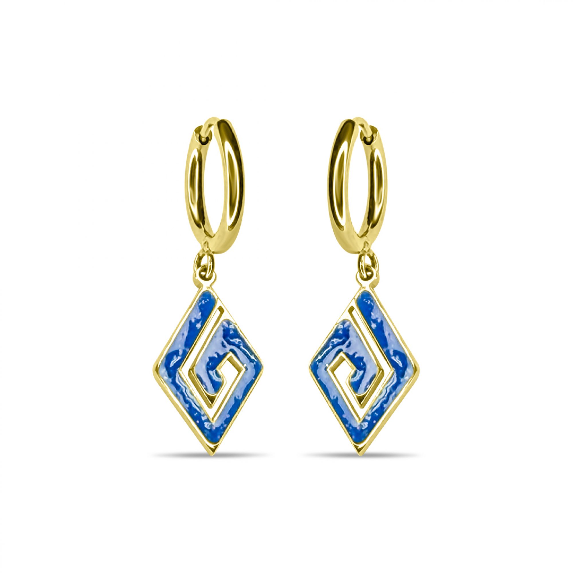 Gold-Tone Stainless Steel Meander Opal Drop Earrings